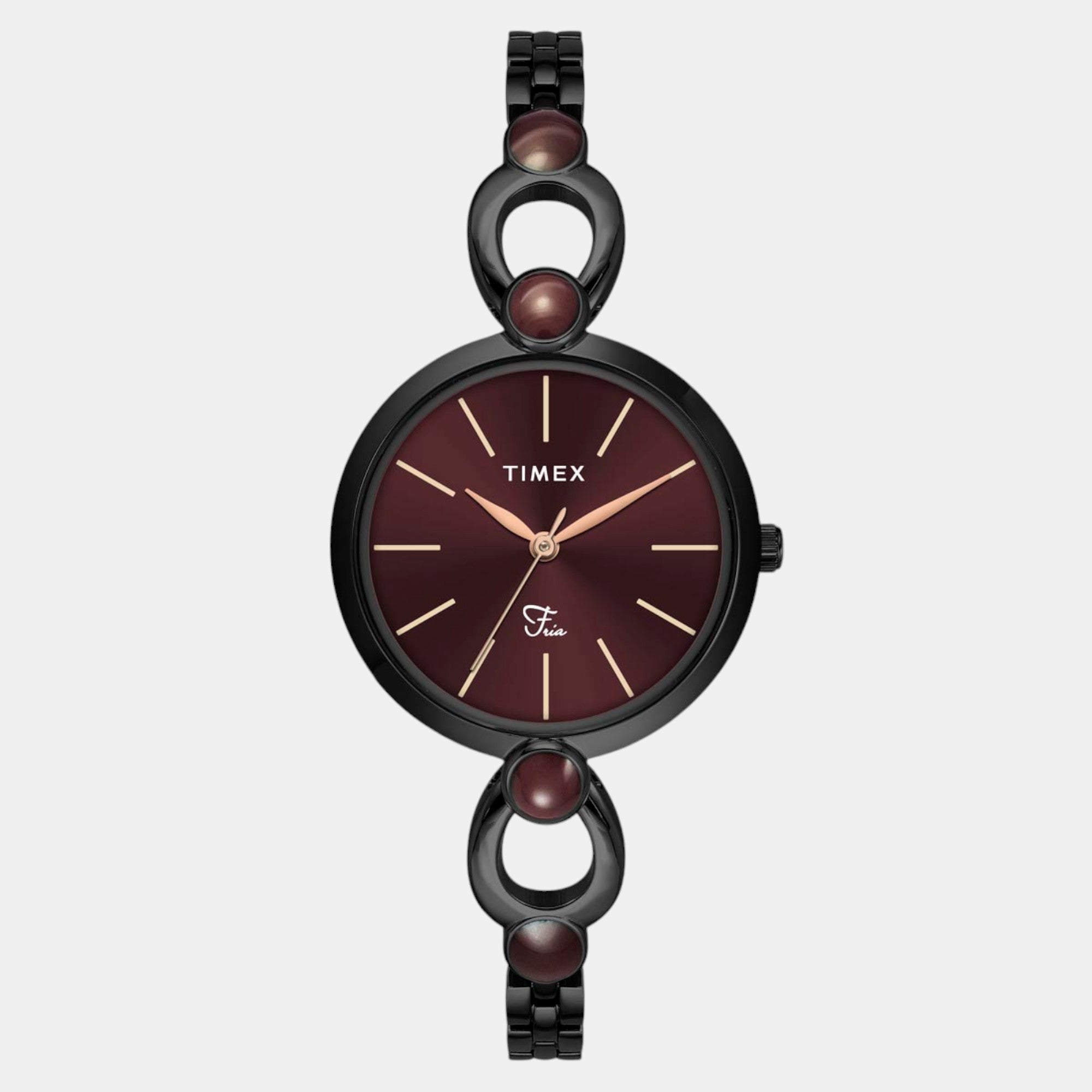 Timex Fria Women Quartz Maroon Dial Analog Brass Watch TWEL18107