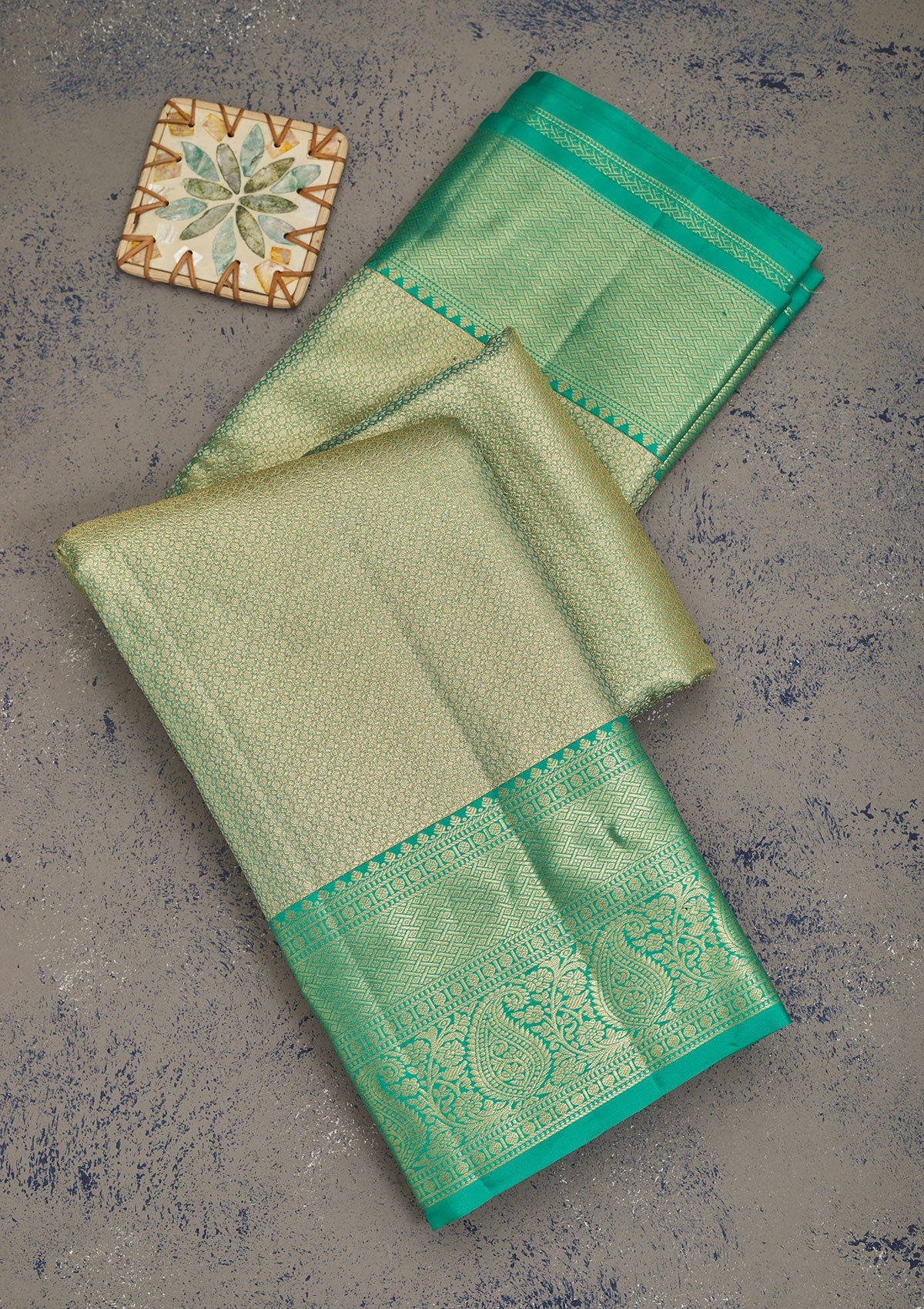 Koskii Green Zariwork Pure Silk Saree – Women's