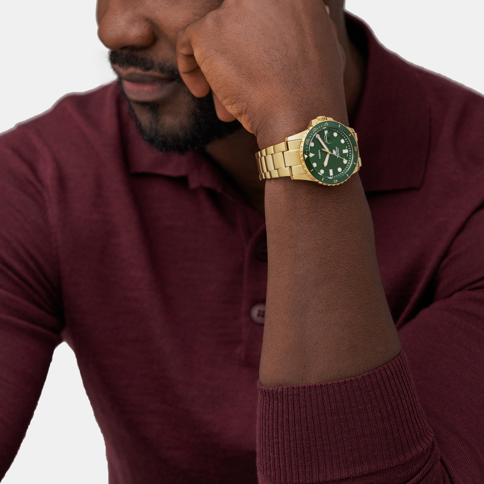 Fossil Blue Dive Men Quartz Green Dial Analog Stainless Steel Watch FS6030 - view 6