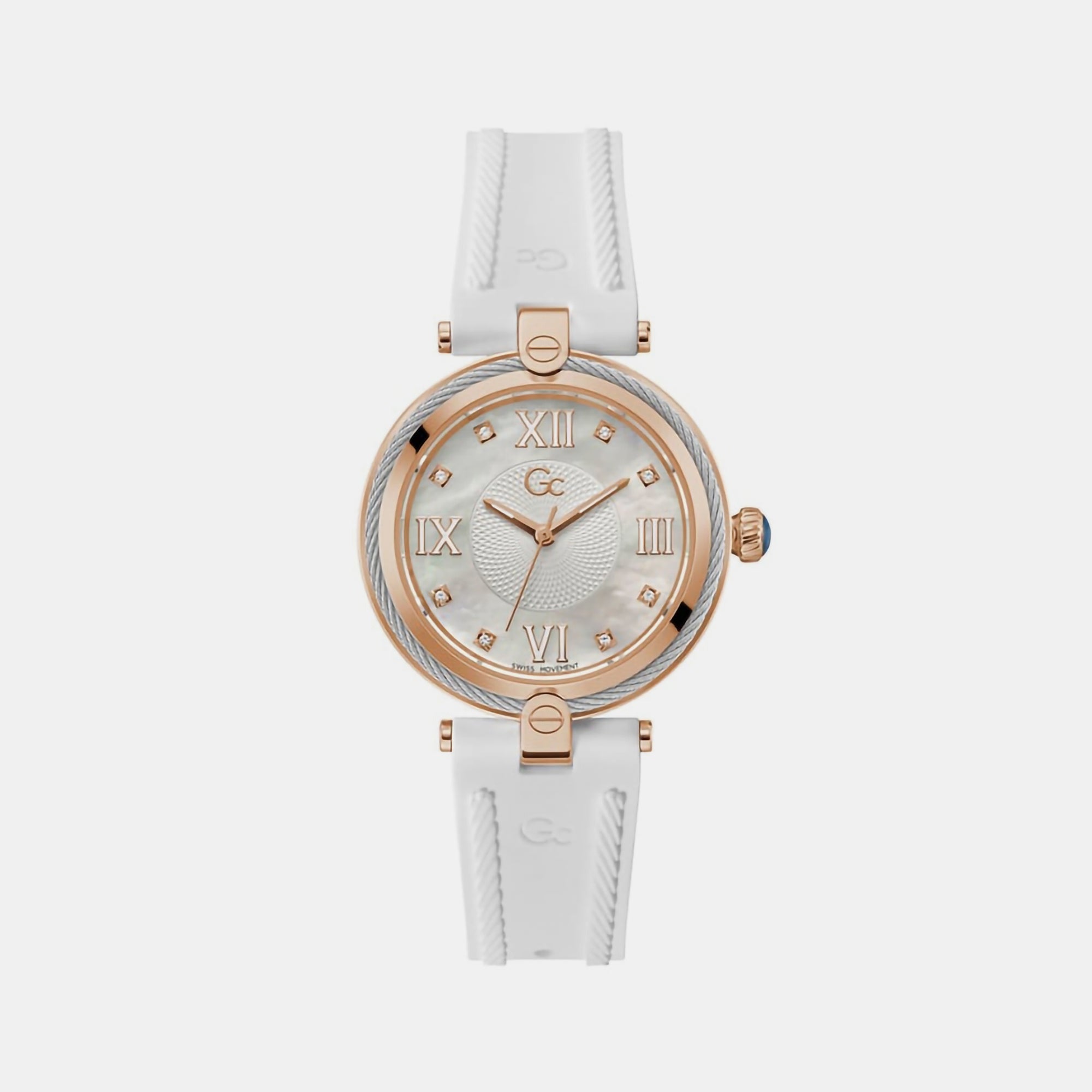 GC Fusion Cable Women Quartz White Dial Analog Silicone Watch Z15003L1MF