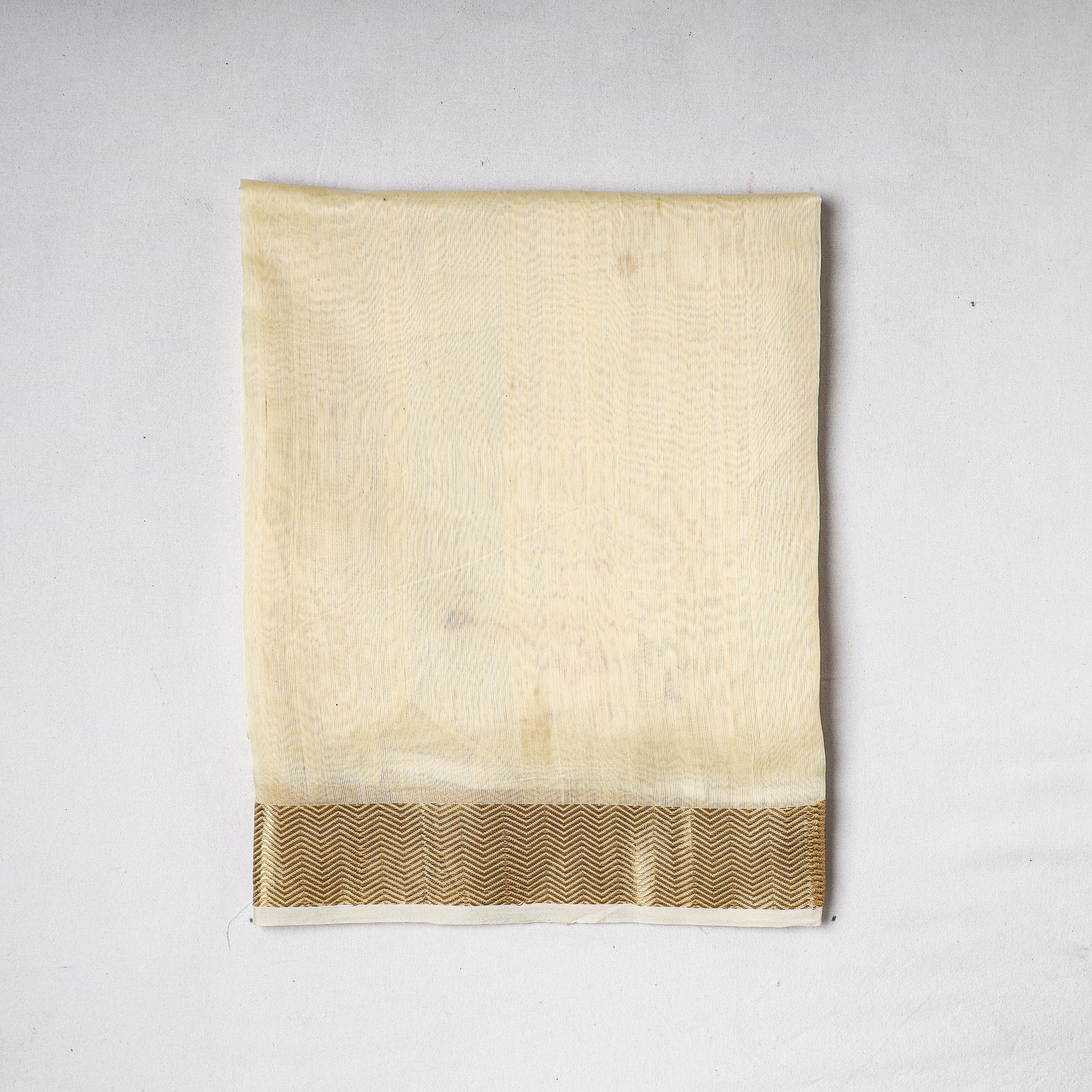 CHANDERI BY RAUPH KHAN Beige - Traditional Chanderi Silk Handloom Precut Fabric (1.8 meter)