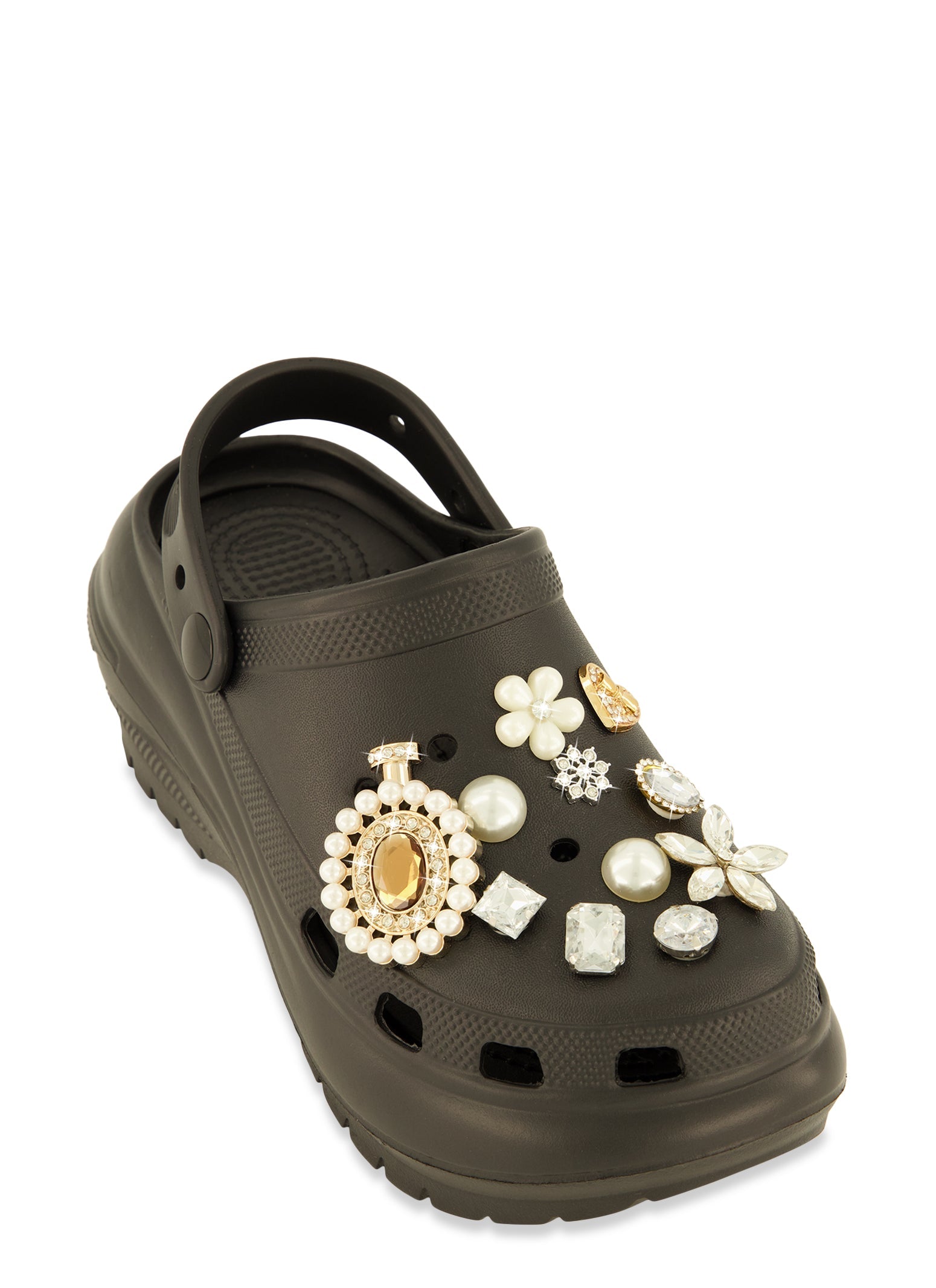 Rainbow Shops Rhinestone Charm Platform Slingback Clogs
