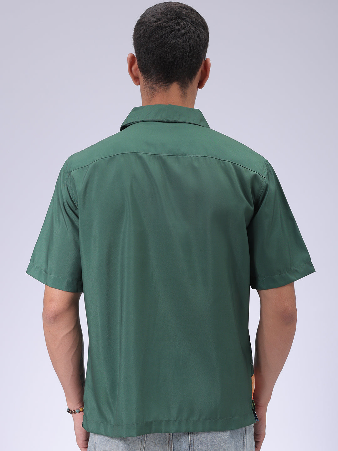 The Indian Garage Co Men's Green Oversized Fit Graphic Shirt - view 4