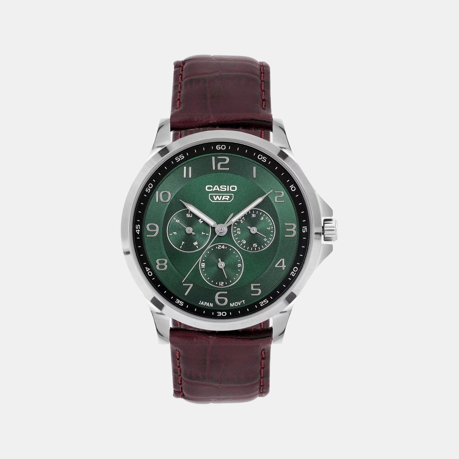 Casio Enticer Men Quartz Green Dial Analog Stainless Steel Watch A2456