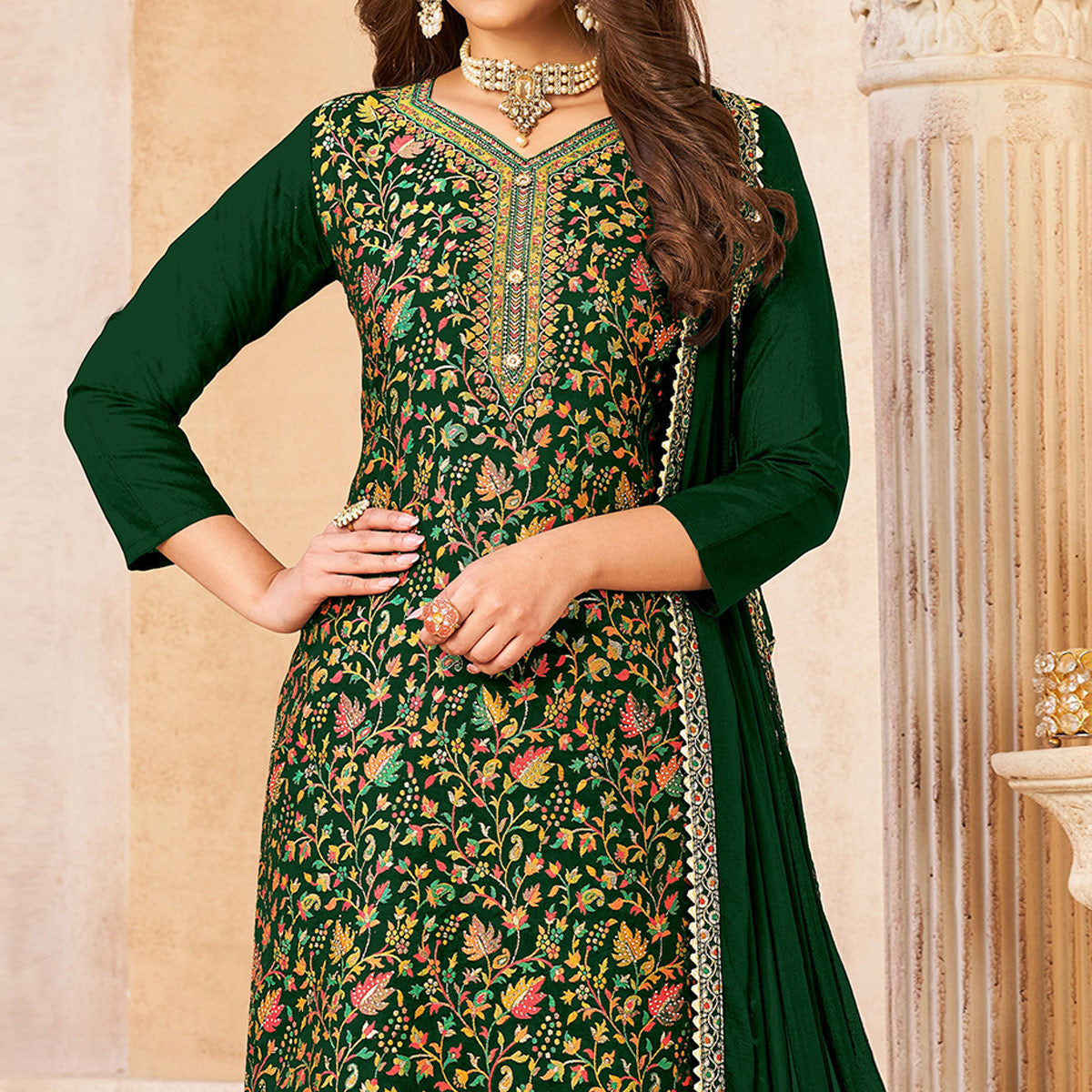 BlackTree green-woven-dola-silk-suit - view 2