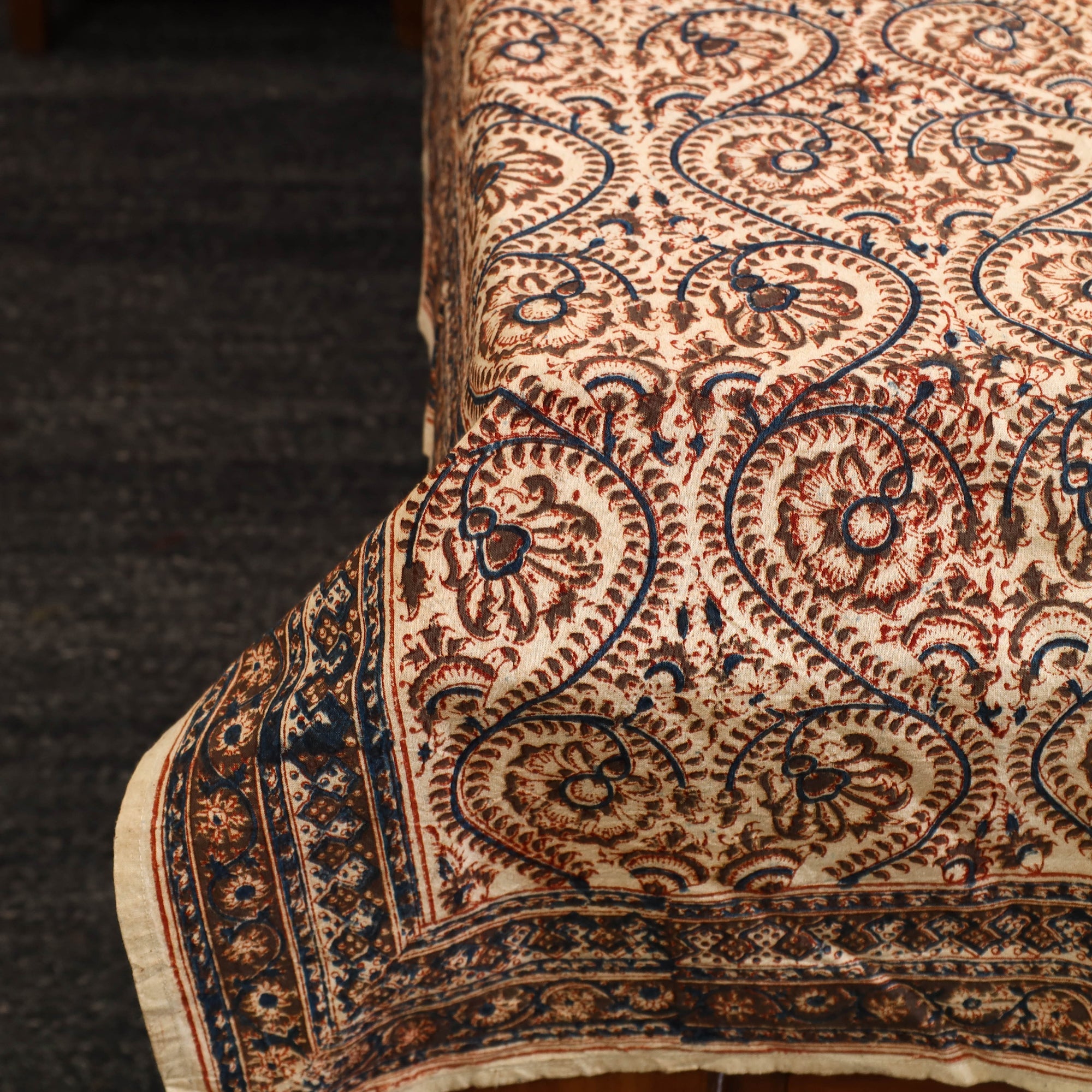 PITCHUKA SRINIVAS KALAMKARI PEDANA Brown - Block Print Cotton Pedana Kalamkari Bed Sheet 14 - view 3