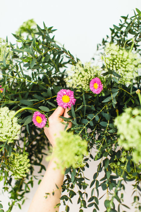 fiftyflowers.com Pops of Pink Floral Backdrop with Wedding Chicks - view 3