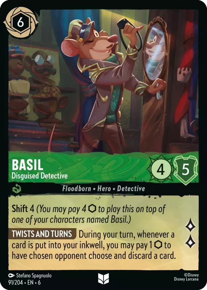 204 azurite sea – Lorcana Basil - Disguised Detective - 91/204 [Azurite Sea] [Non-Foil]