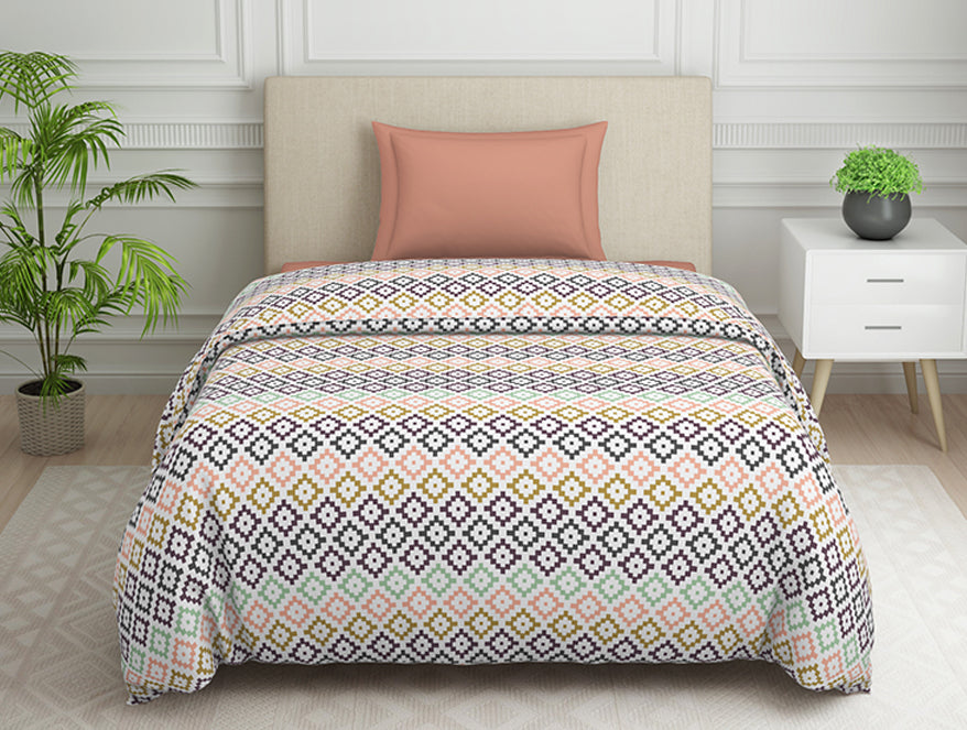 Spaces India Geometric Pink Polycotton Quilt Single Harmony - By Welspun