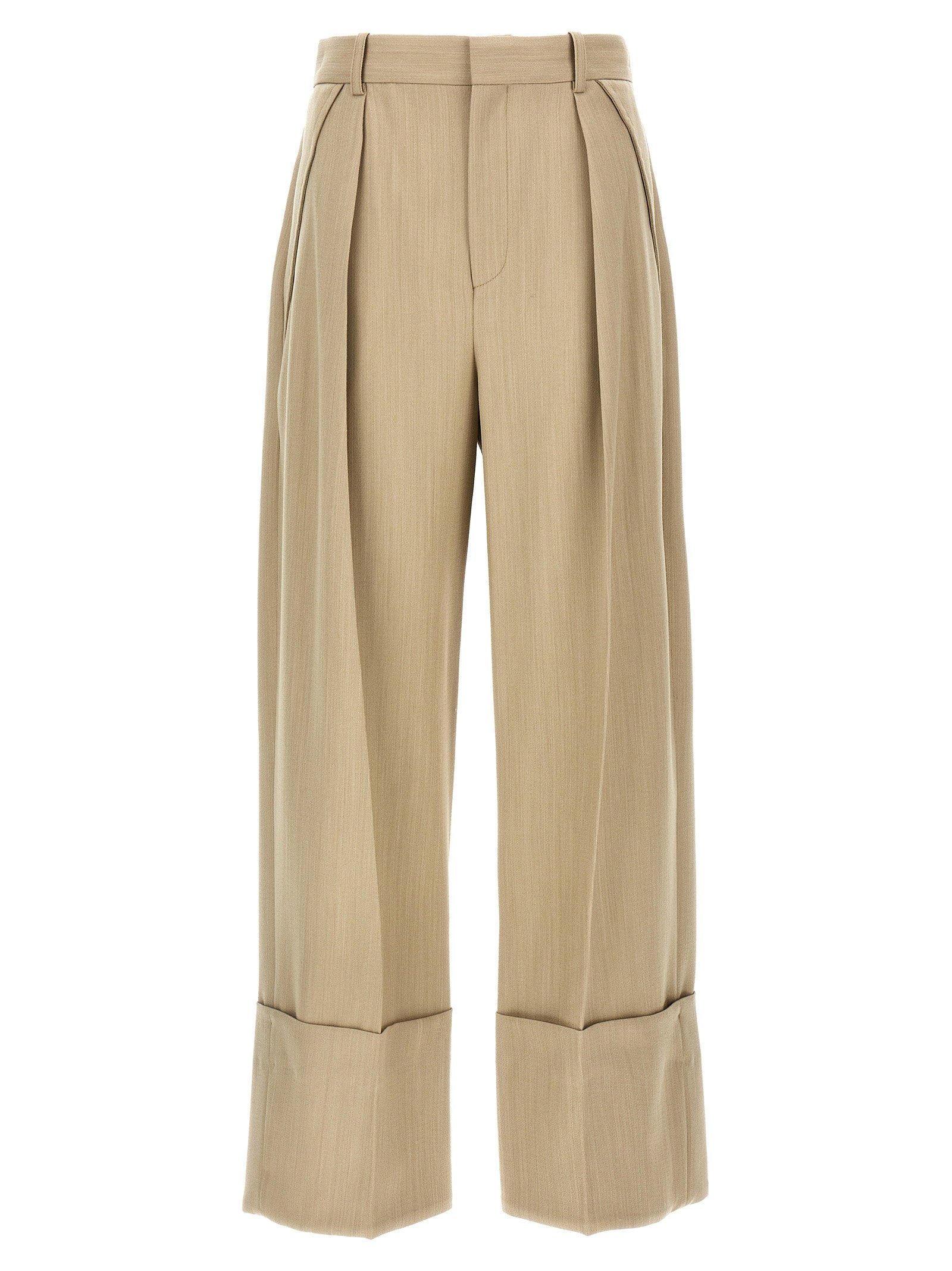 Victoria Beckham Maxi Turn-up Pants – 100% wool