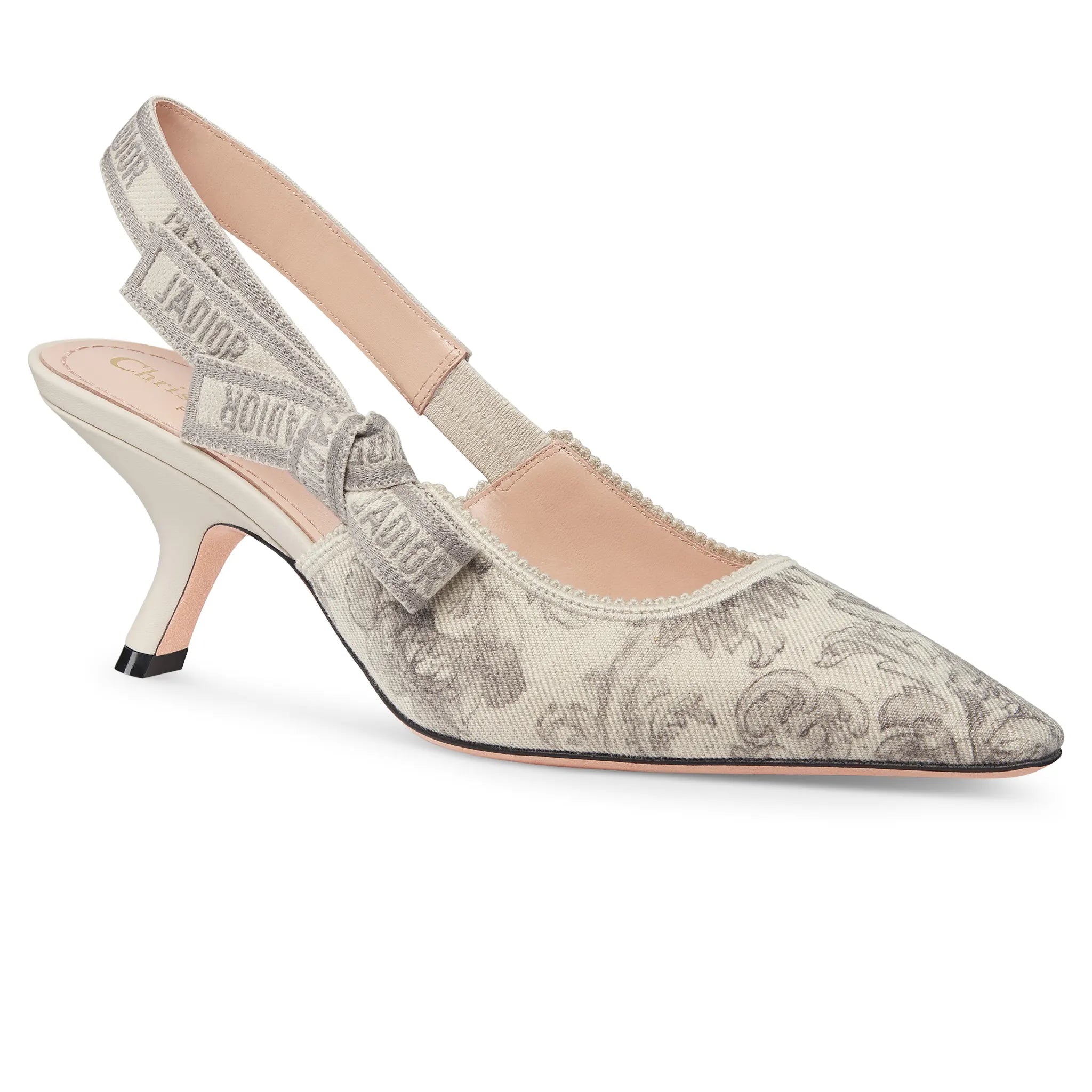 Dior J'Adior Barocco Print White Grey Slingback Pump - view 2