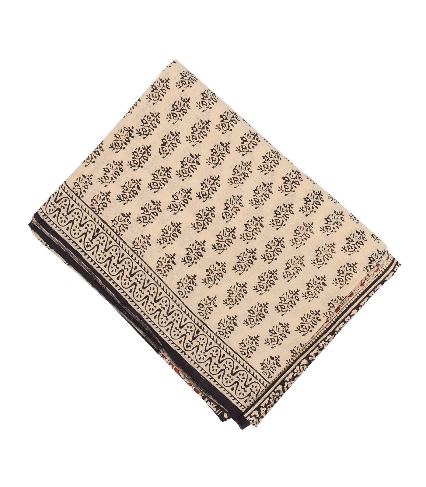 RmKV Taupe Woven Jaipur Cotton Saree Printed With Floral Motifs