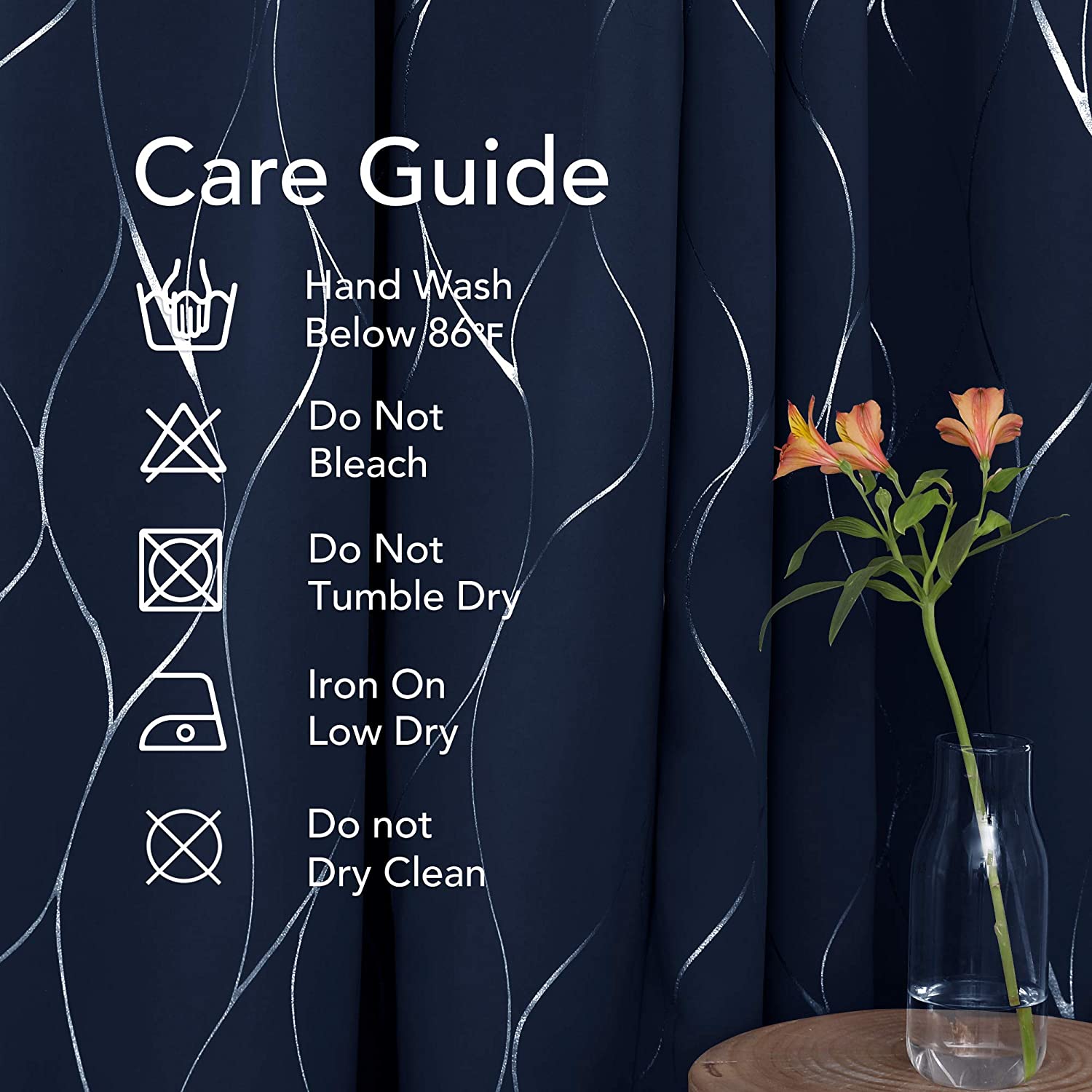 Urban Space -Home Furnishing Store Gold Foil Printed 80-85% Blackout Curtains - Pack of 1 Curtain - Double Wave - Navy Blue - view 6