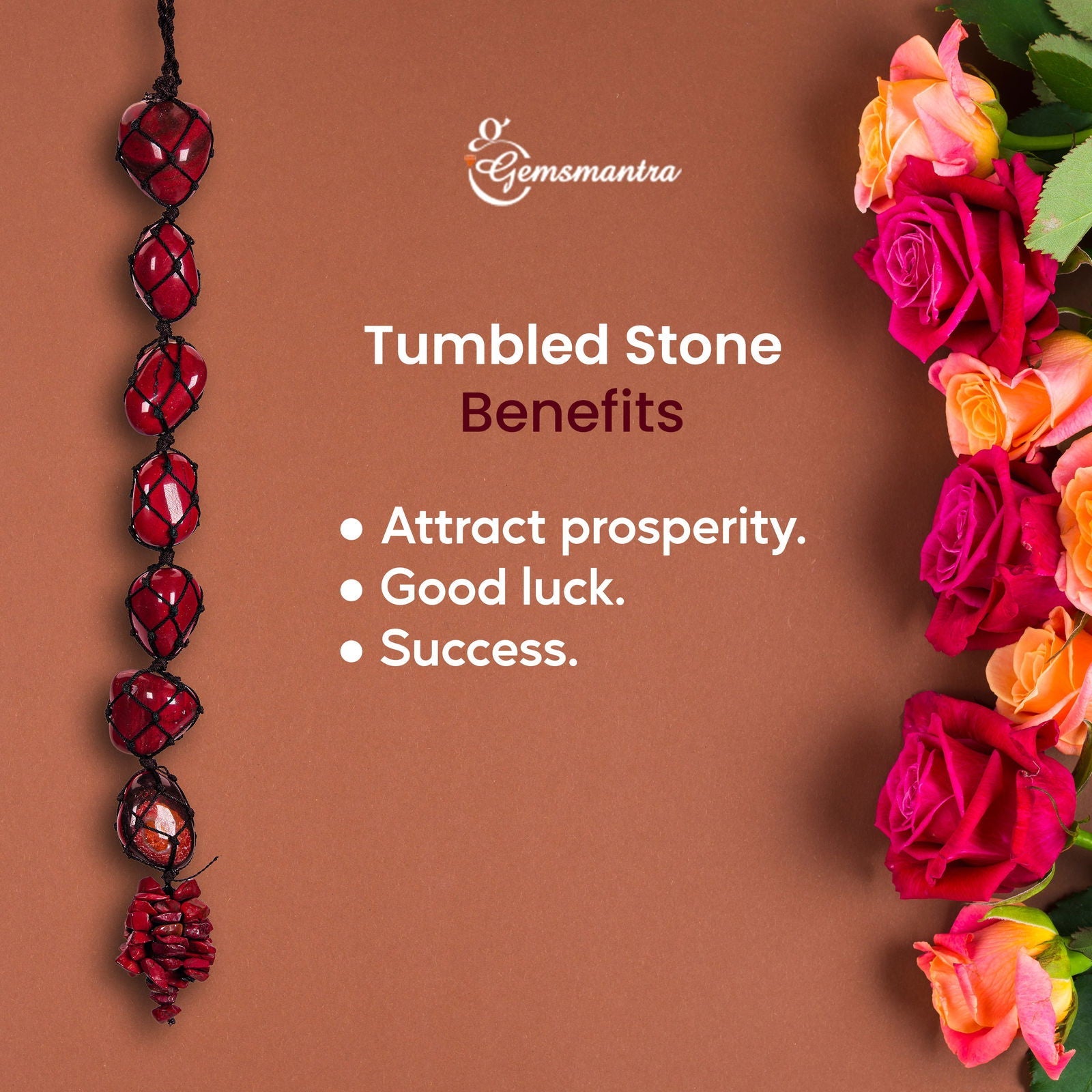 Gemsmantra Red Jasper Tumbled Hanging - view 4