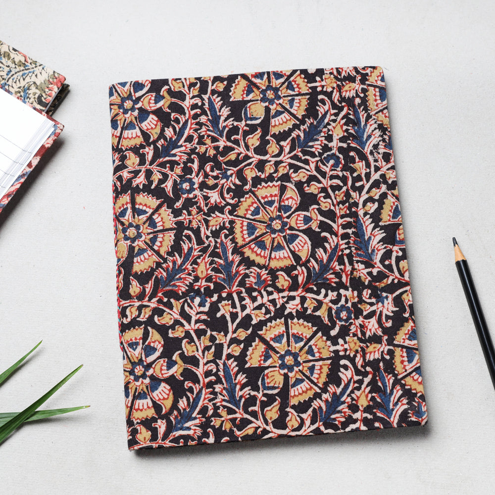 CHUTNEY CRAFT STUDIO Black - Kalamkari Fabric Cover Handmade Paper Notebook (23 x 18 cm)