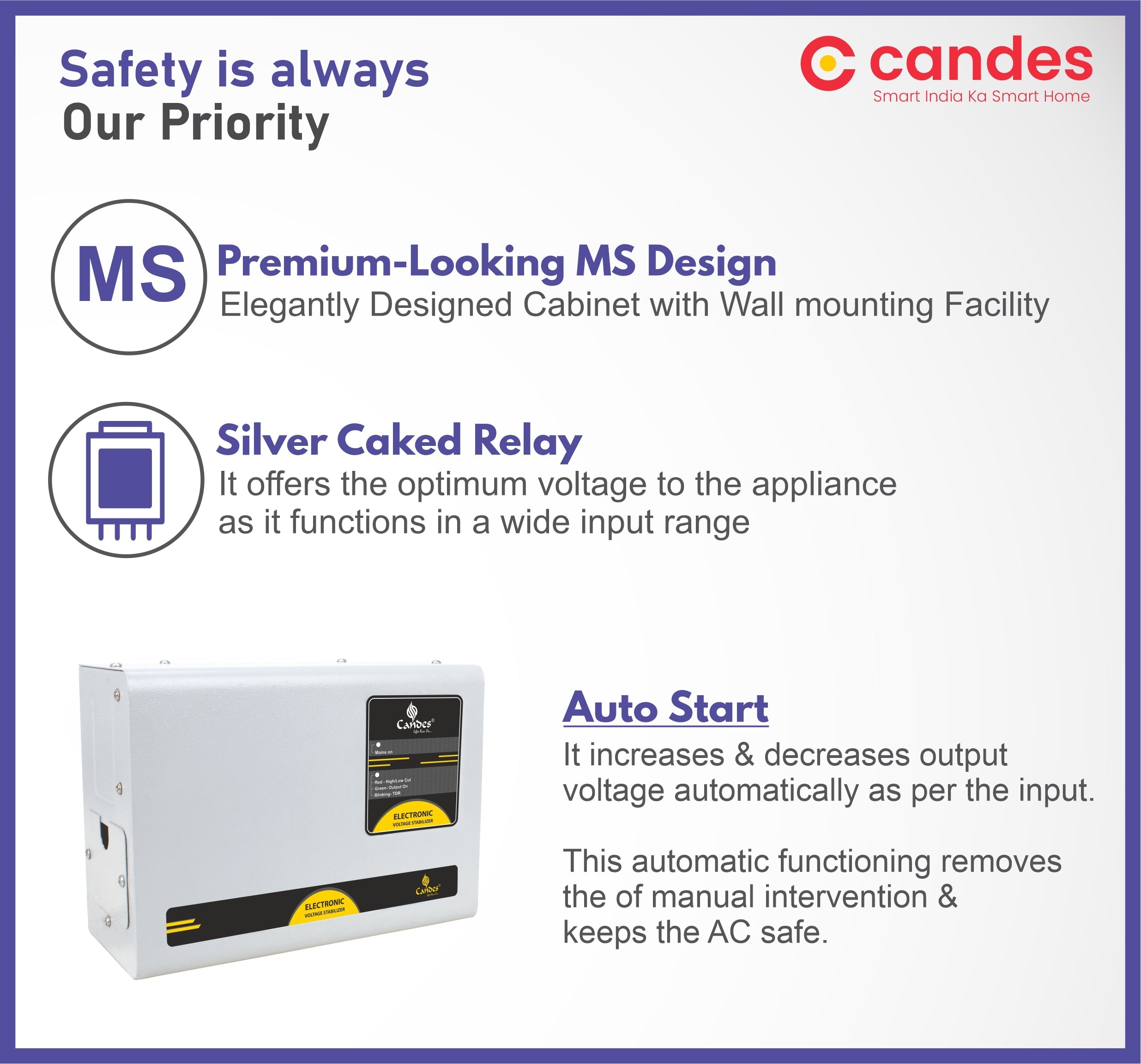 Candes-store Crystal Stabilizers for Inverter/Split/Window AC upto 1.5 Ton 4KVA (150 V to 285 V) - view 6