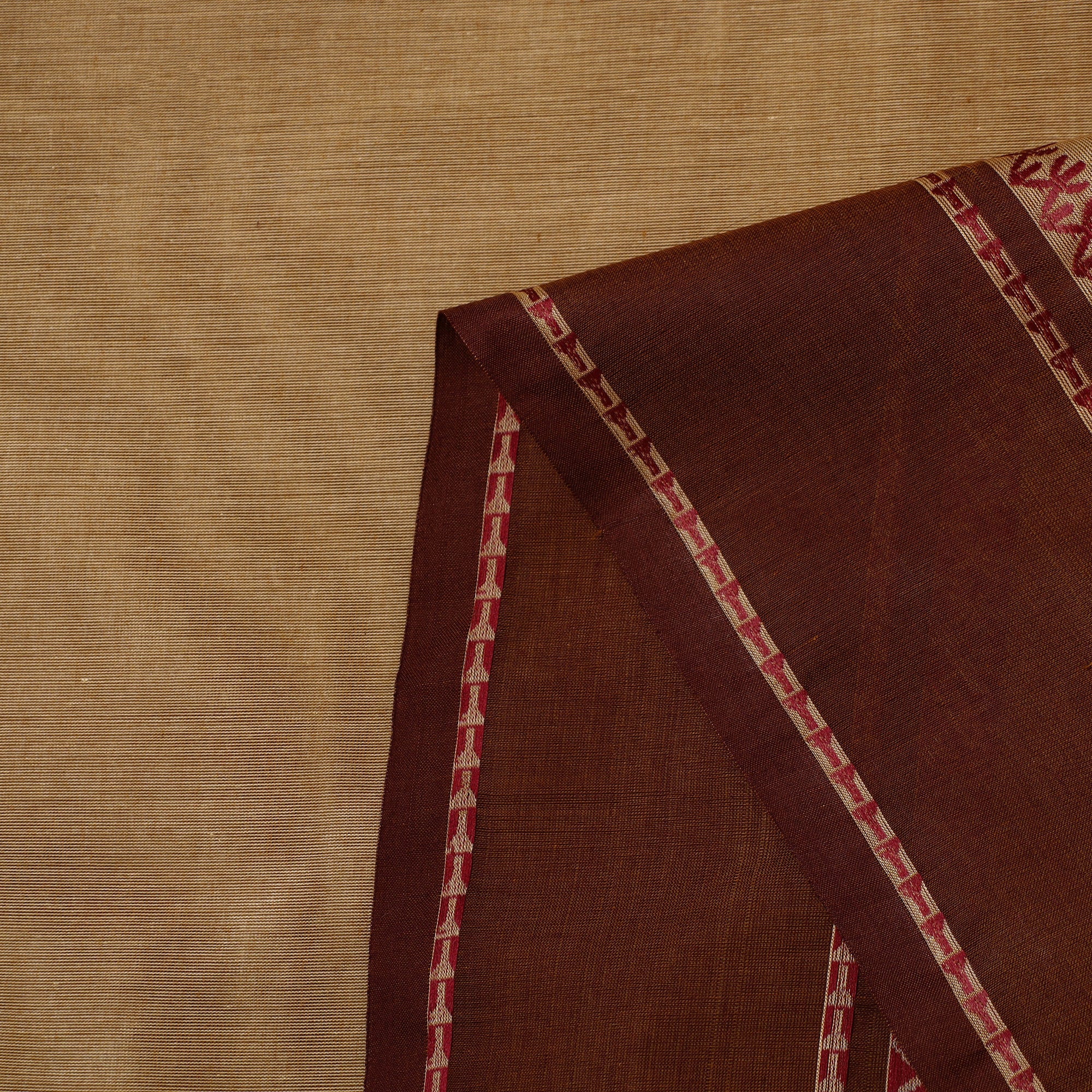 SOUTH KARGHA Brown - Cotton Kanchipuram Fabric with Thread Border 09 - view 3