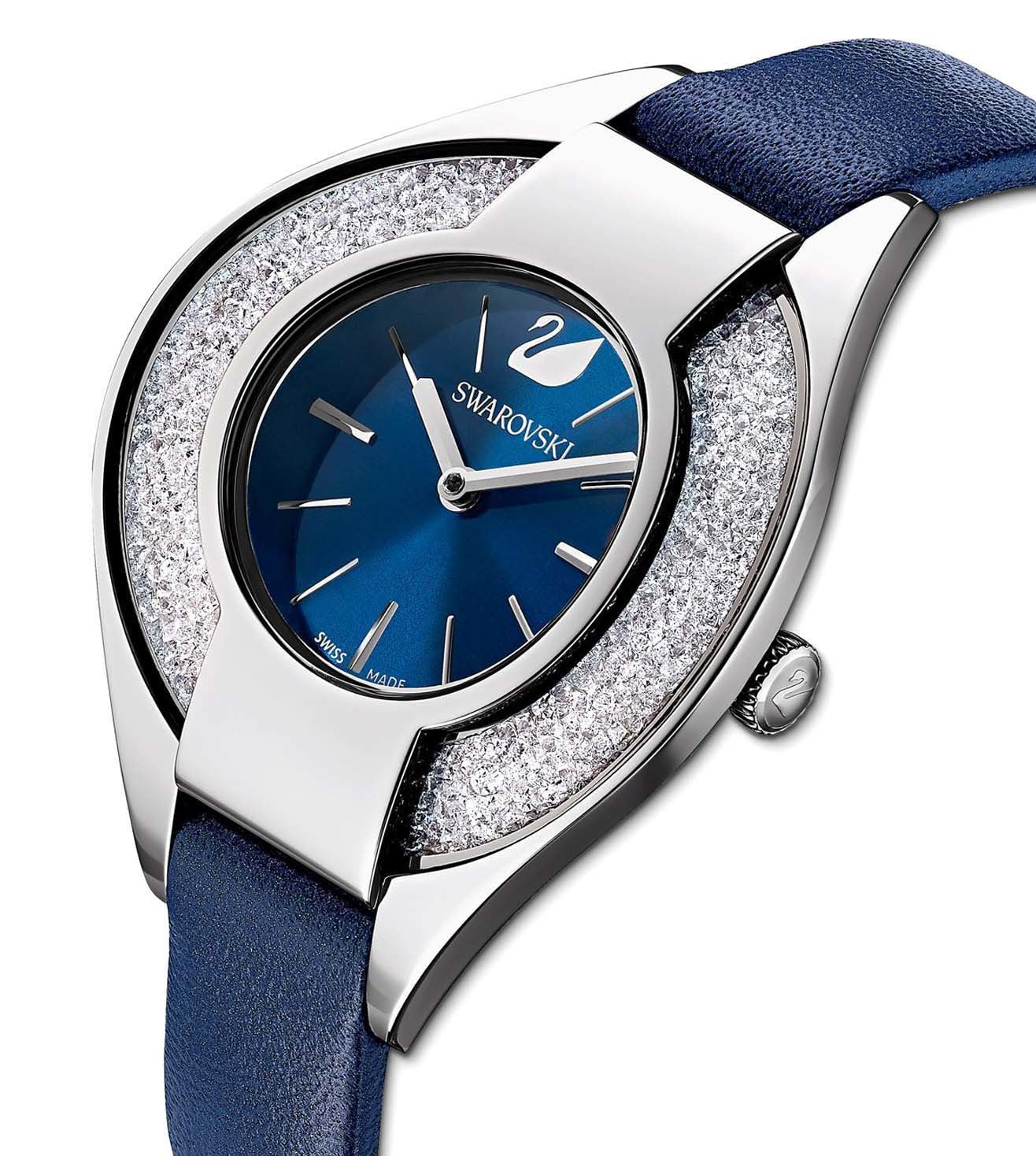 Swarovski Crystalline Sporty Women's Blue Dial & White Crystal with Blue Leather Strap Watch - view 2