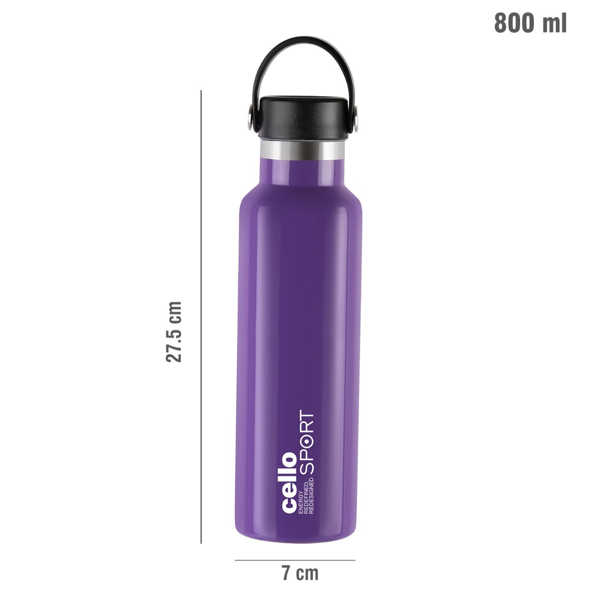 Cello Aqua Bliss Flask, Vacusteel Water Bottle, 800ml - view 29