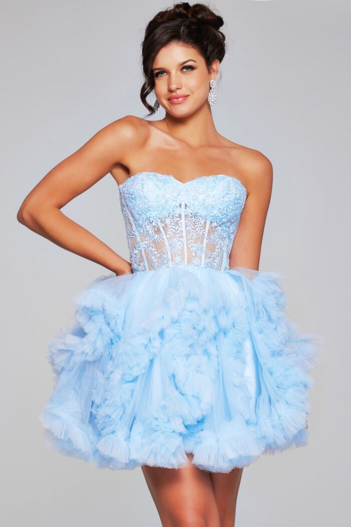 Jovani 40628 A Line Short Ruffle Homecoming Cocktail Dress - view 5