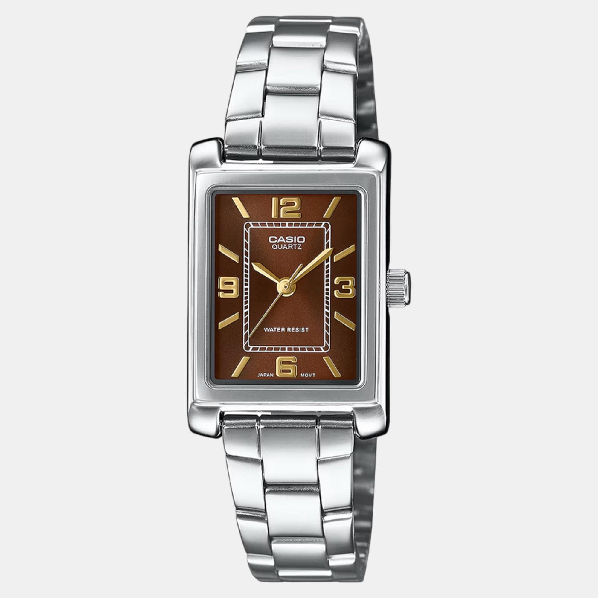 Casio Enticer Women Quartz Brown Dial Analog Stainless Steel Watch A2356