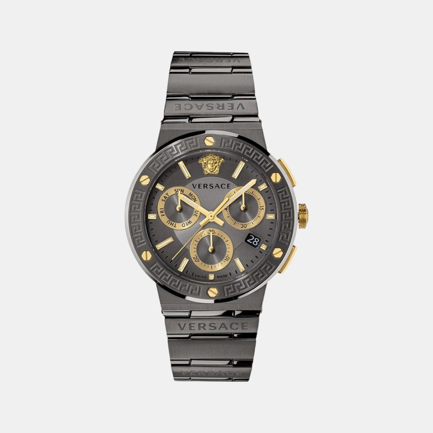 Versace Greca Men Quartz Grey Dial Chronograph Stainless Steel Watch VEZ900521