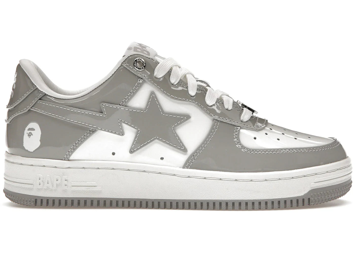 A Bathing Ape Bape Sta Patent Leather White Grey (2023)