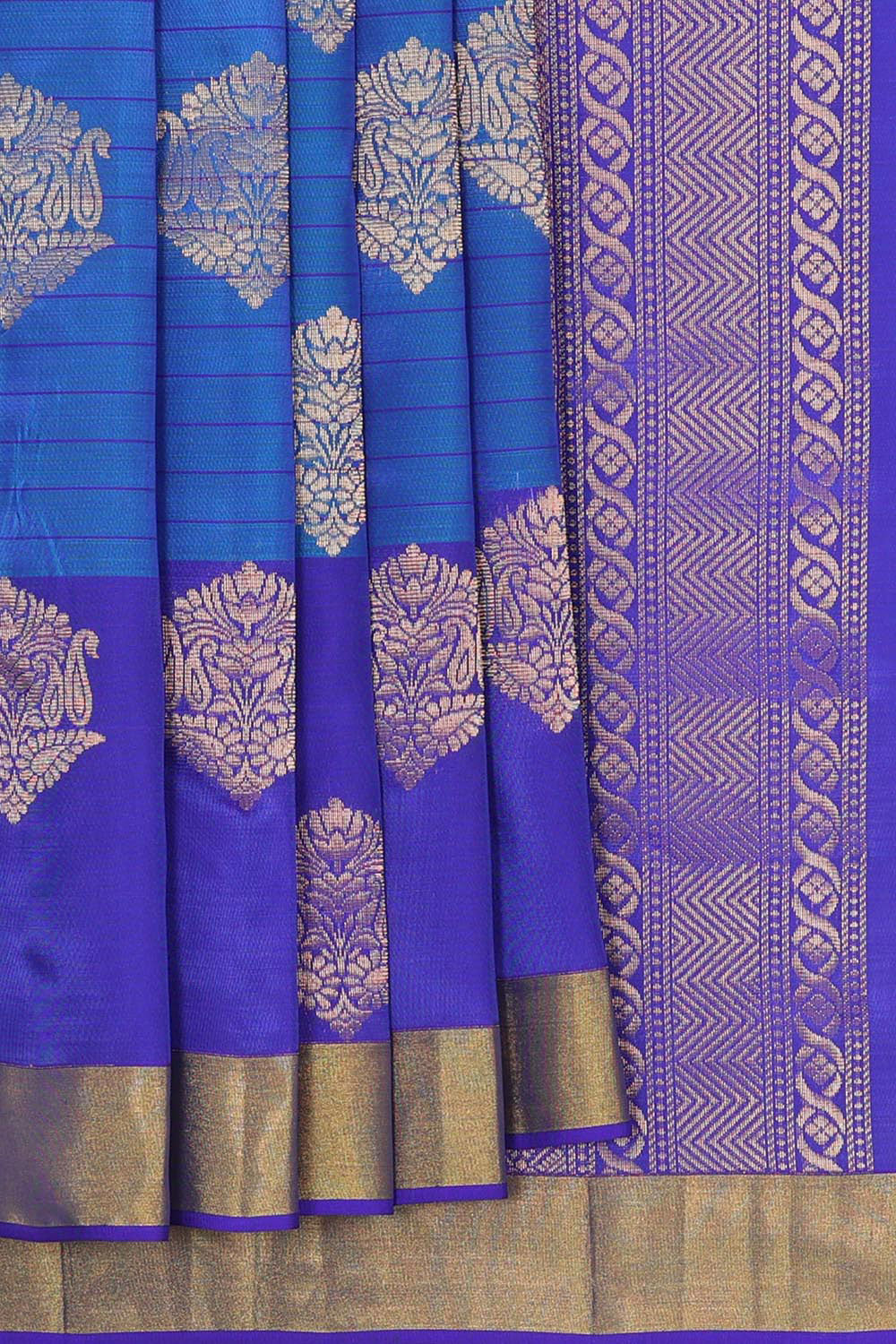 Kalanjali Dark Ocean Blue Silk Saree – Women's