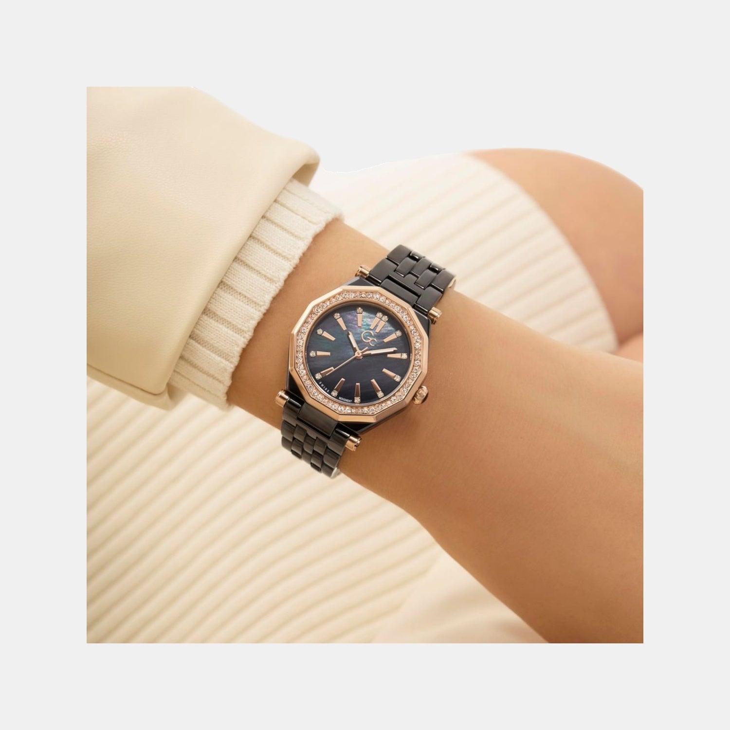 Gc Gleam Women Quartz Black Dial Multi-Function Ceramic Watch Z59002L2 - view 5