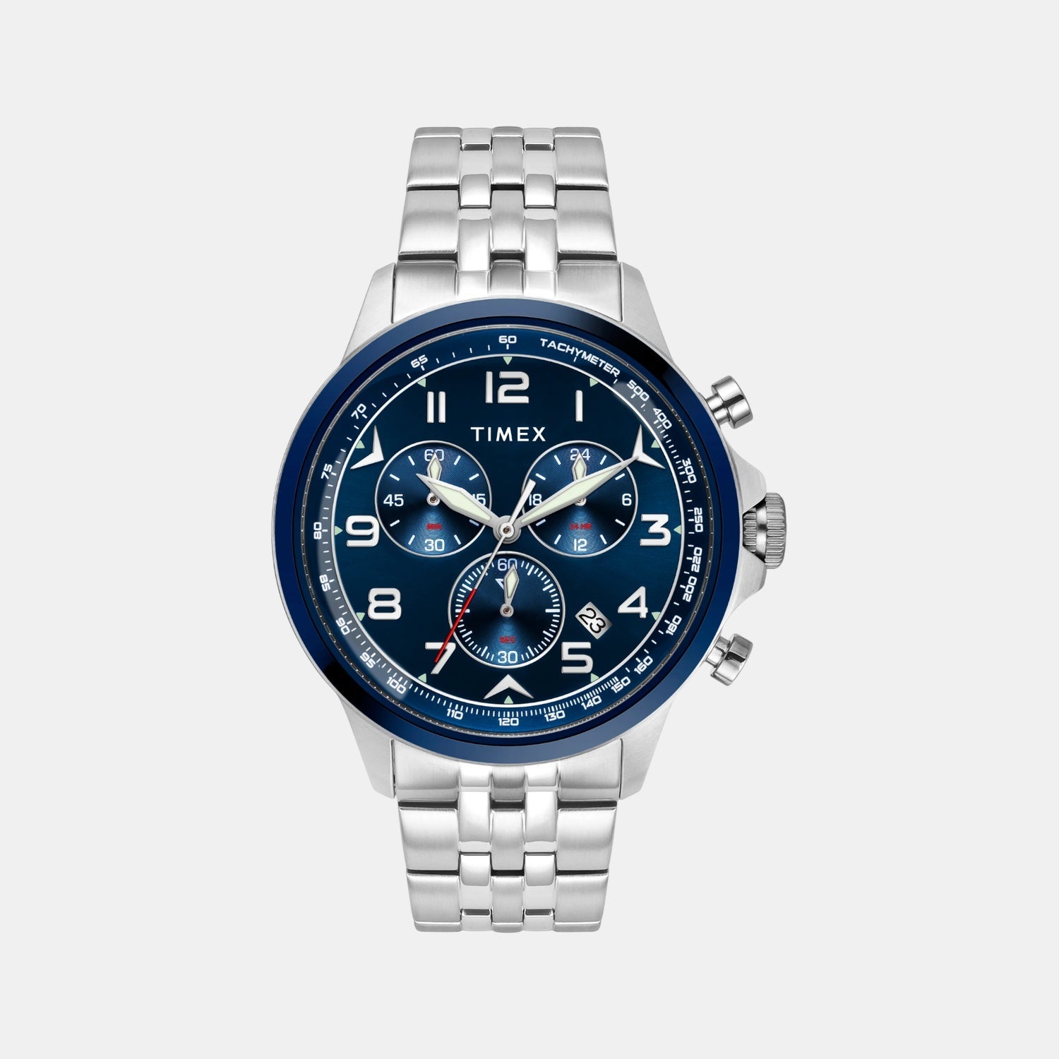 Timex E Class Men Quartz Blue Dial Chronograph Stainless Steel Watch TWEG25101