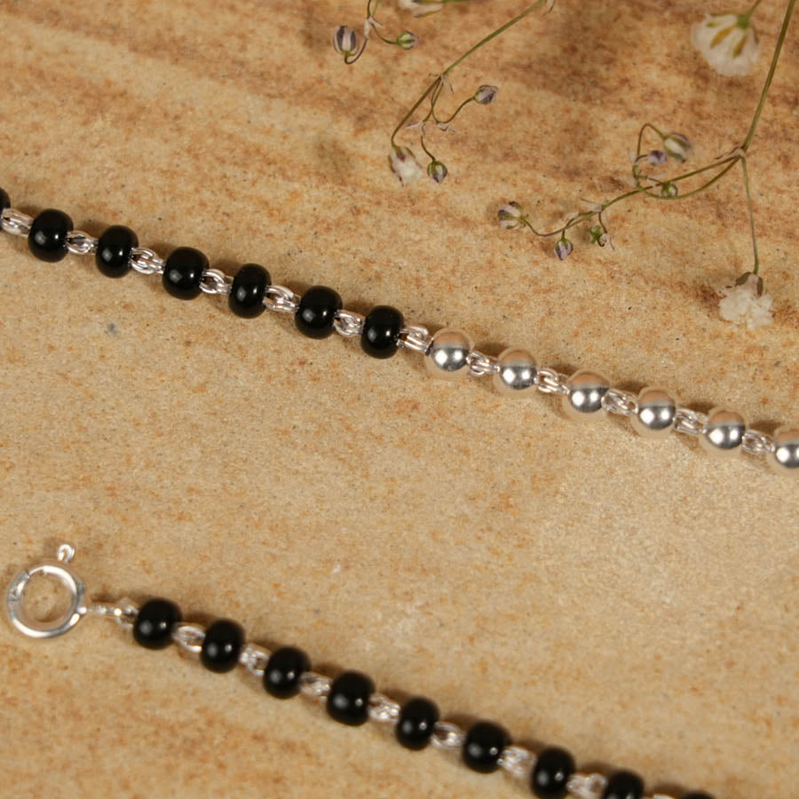 Prinjal Jewellers Best Black and Silver Beads Nazariya for Kids