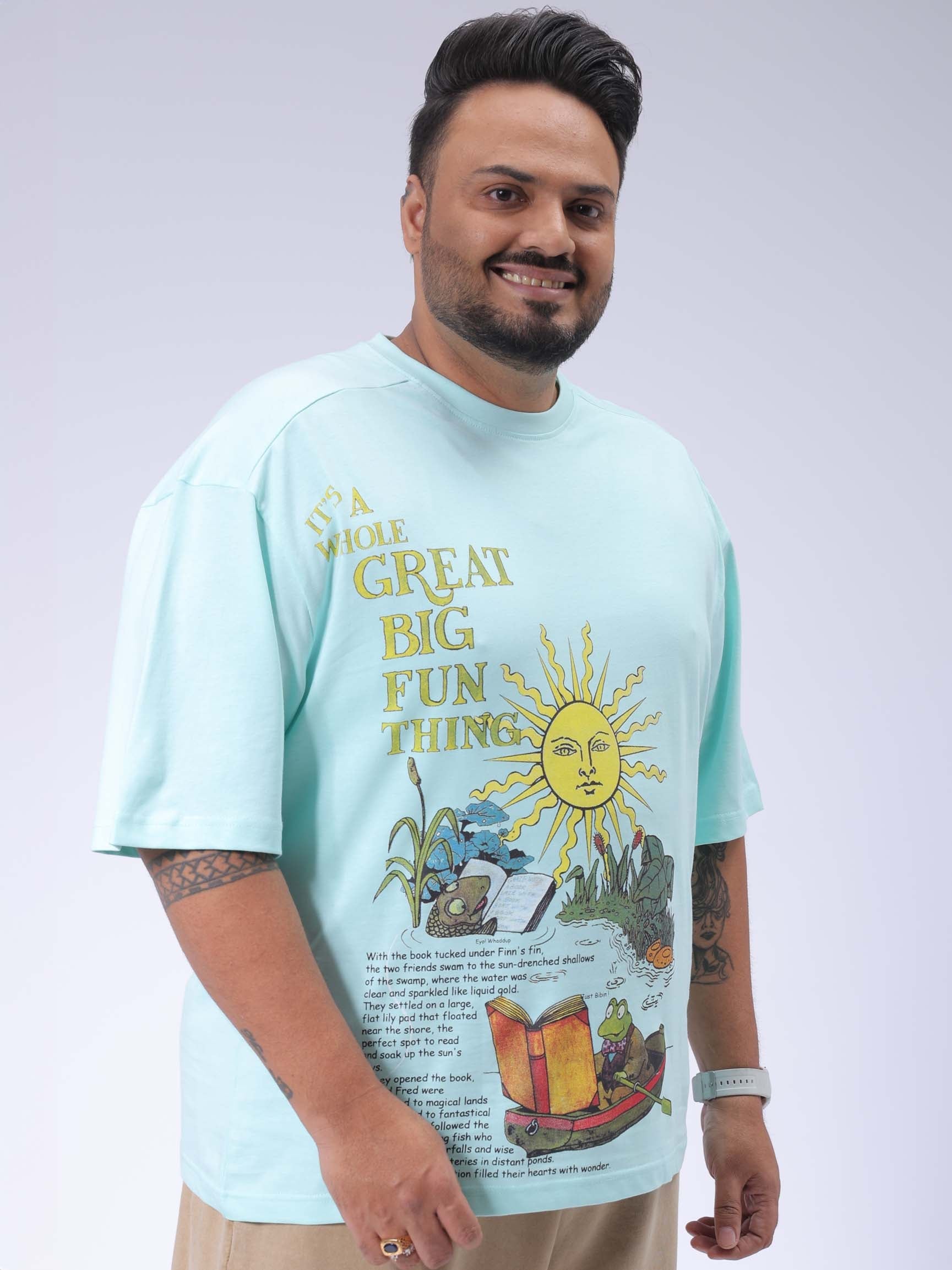 HARDSODA Men's Plus Size Green Relaxed Fit Printed T-Shirt - view 4