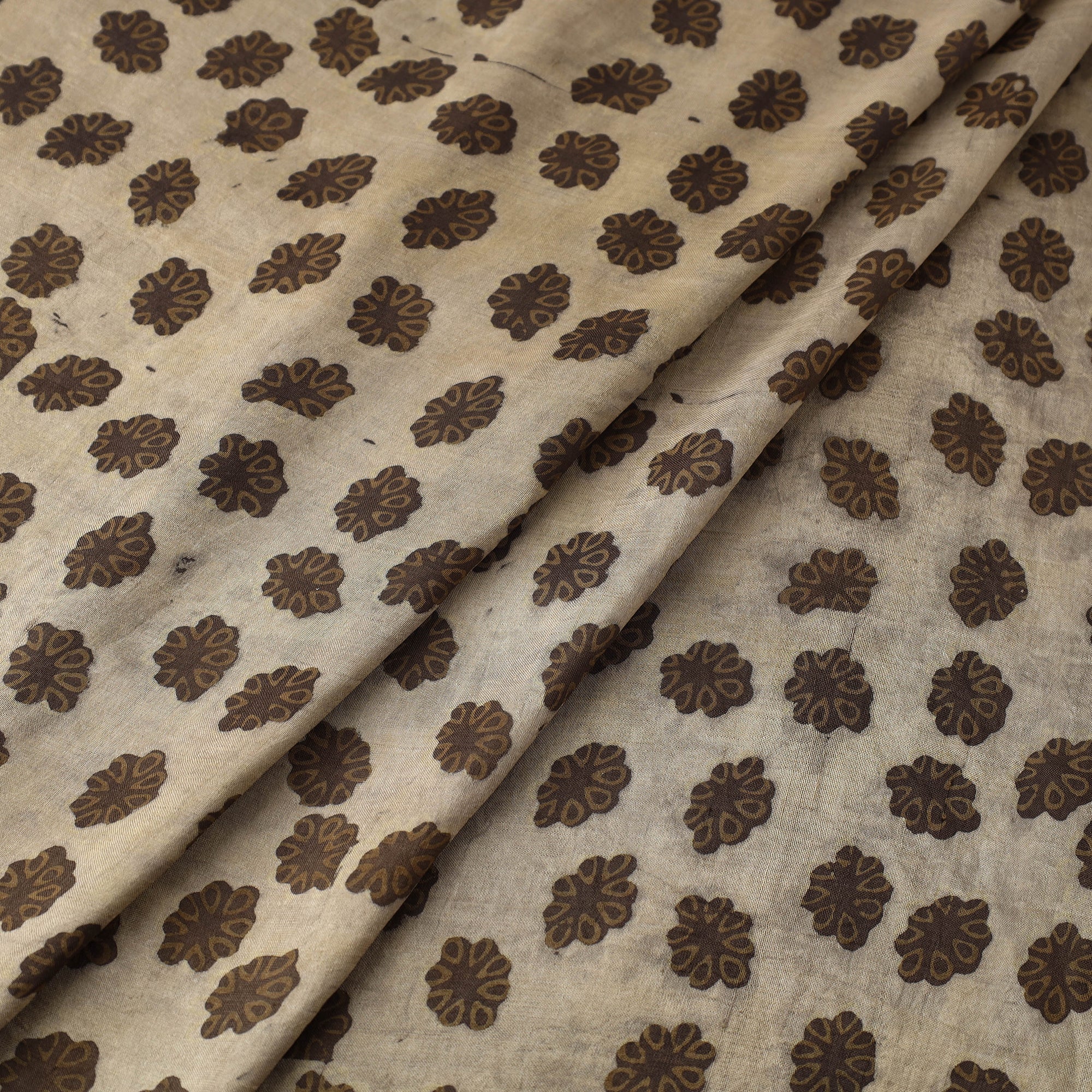 HAVELI CHRONICLES Brown - Akola Hand Block Printed Mulberry Silk Fabric 03 - view 2