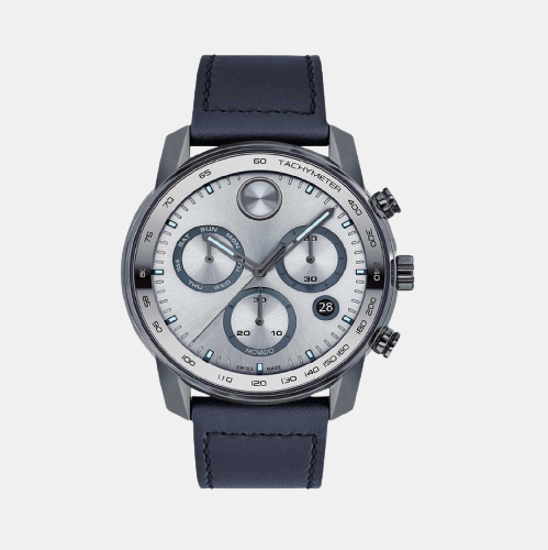 Movado Bold Verso Men Quartz Grey Dial Chronograph Leather Watch 3600909