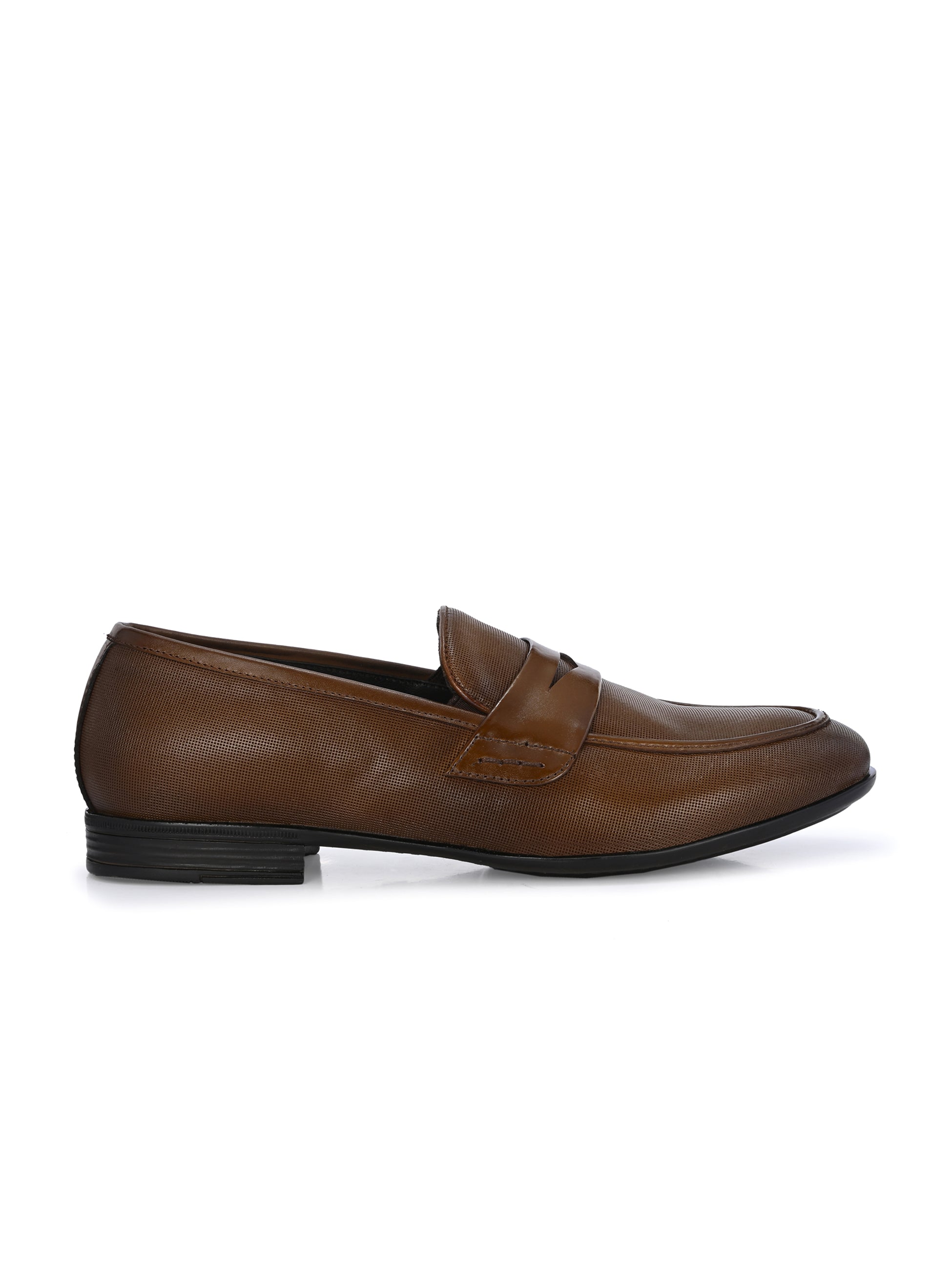 Nova Textured Penny Loafers by Aspeerio – Tan - view 7