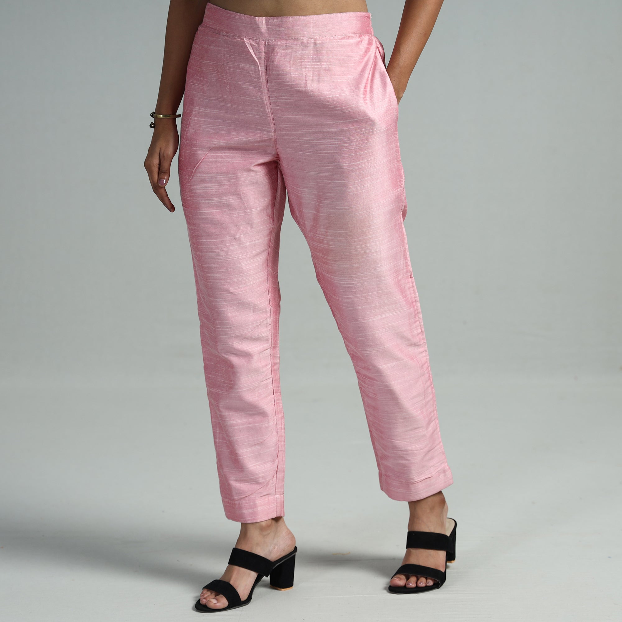 ITOKRI CASUALS Baby Pink - Silk Tapered Casual Pant for Women 02