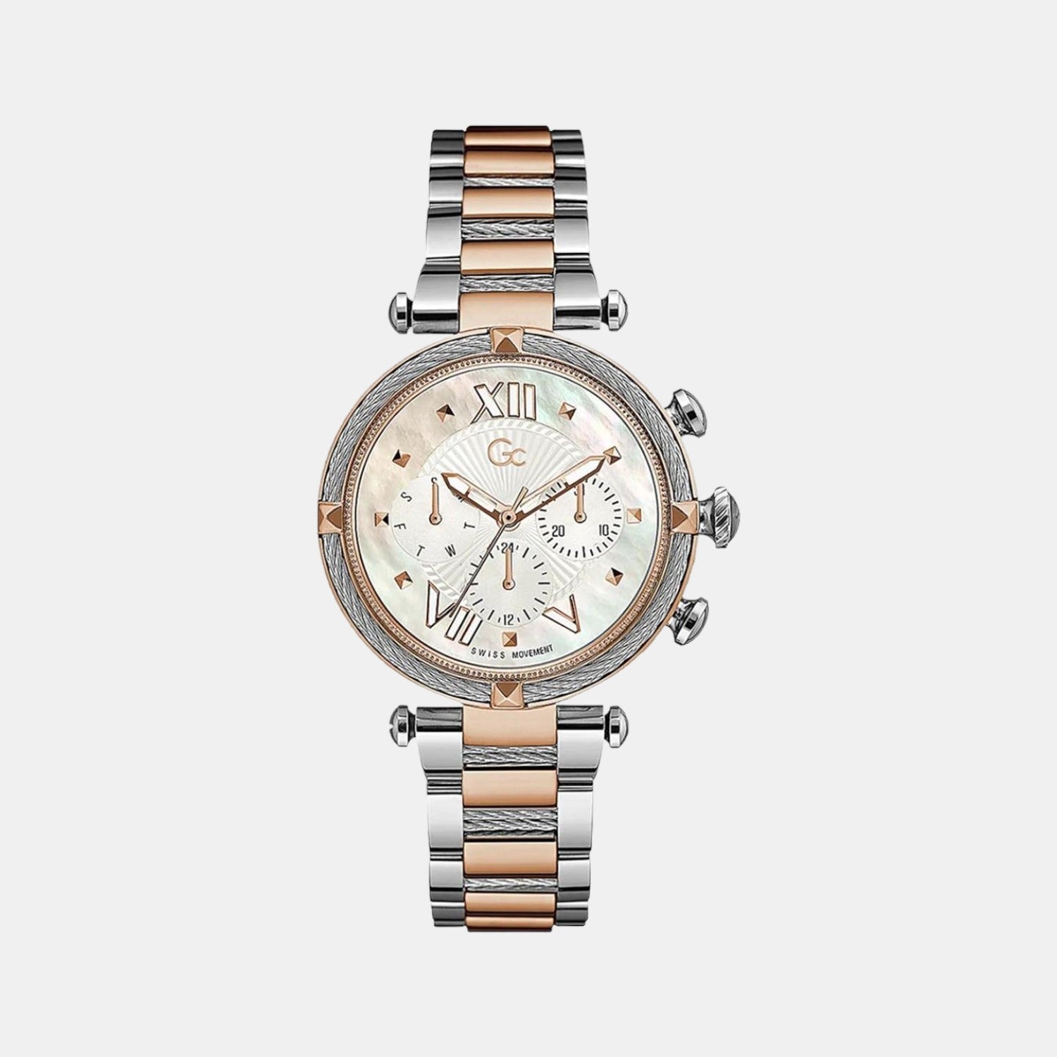 GC Cable Chic Women Quartz White Dial Chronograph Stainless Steel Watch Y16002L1MF