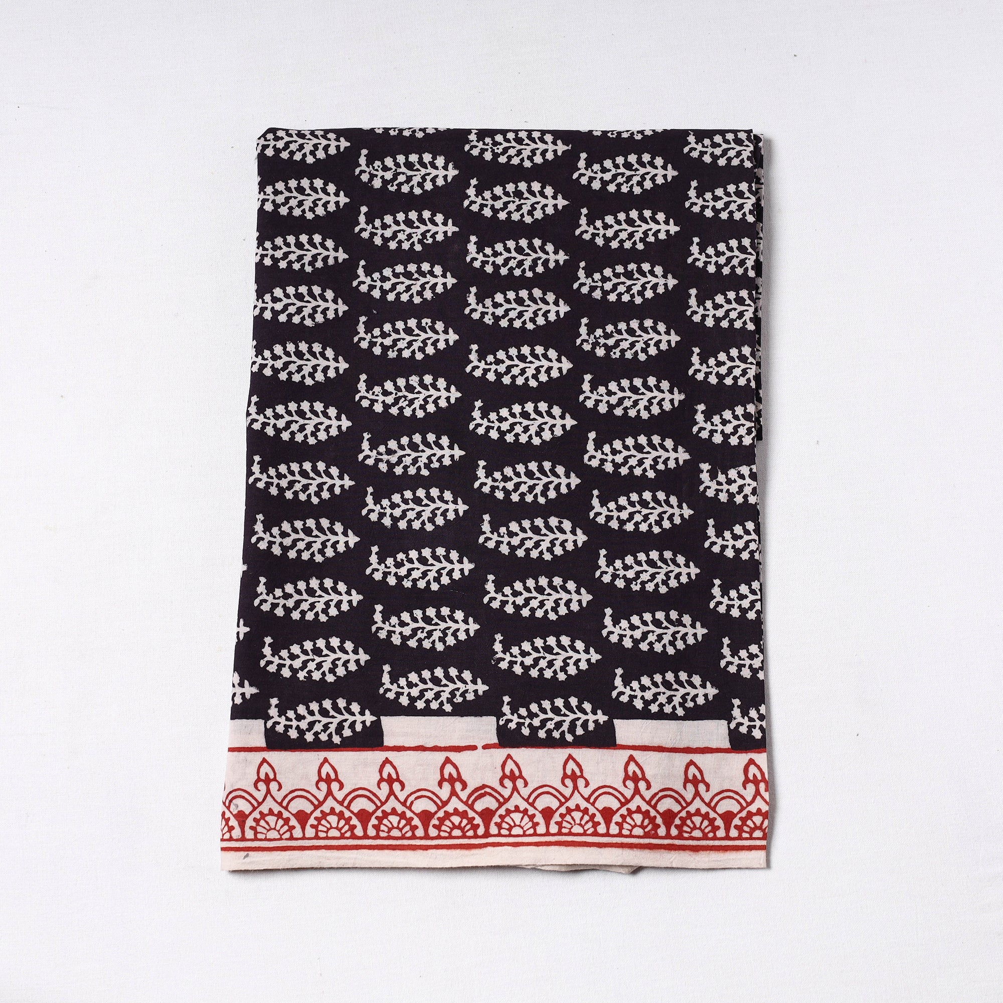 BAGH PRINTS BY MOHAMMED BILAL KHATRI Black - Bagh Block Printed Cotton Precut Fabric (1.2 meter) 70