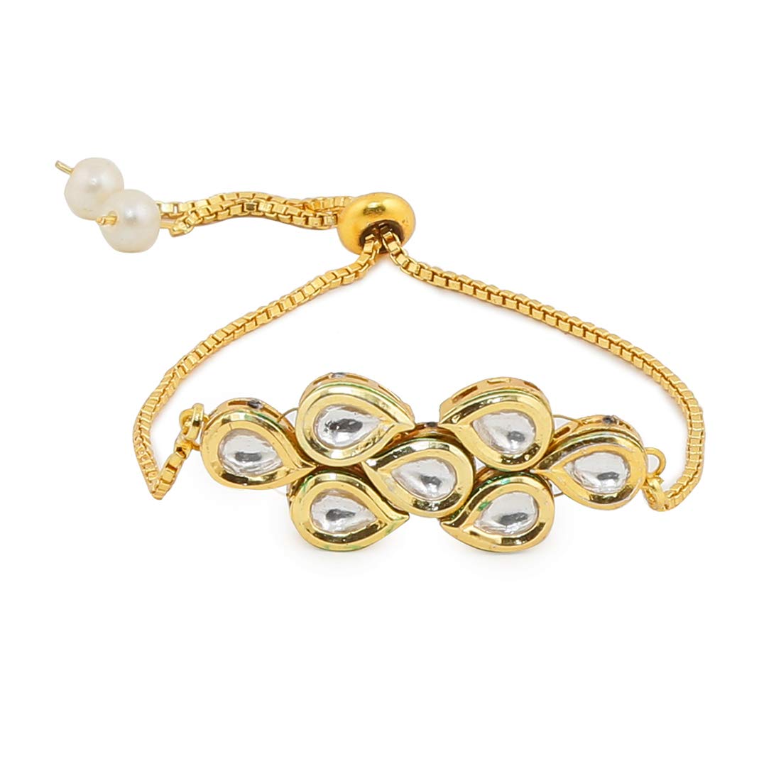 Yellow Chimes Bracelet for Women and Girls Fashion Golden Kundan Bracelets for Women and Girls | Gold Plated Charm Chain Bracelet | Birthday Gift For 