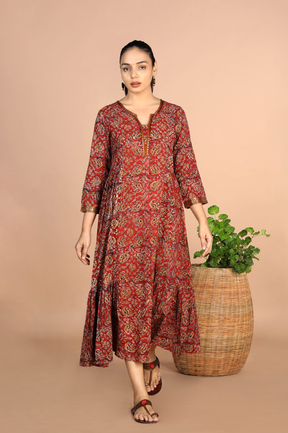 Kalanjali Ethnics Kalamkari Handblock printed Dress
