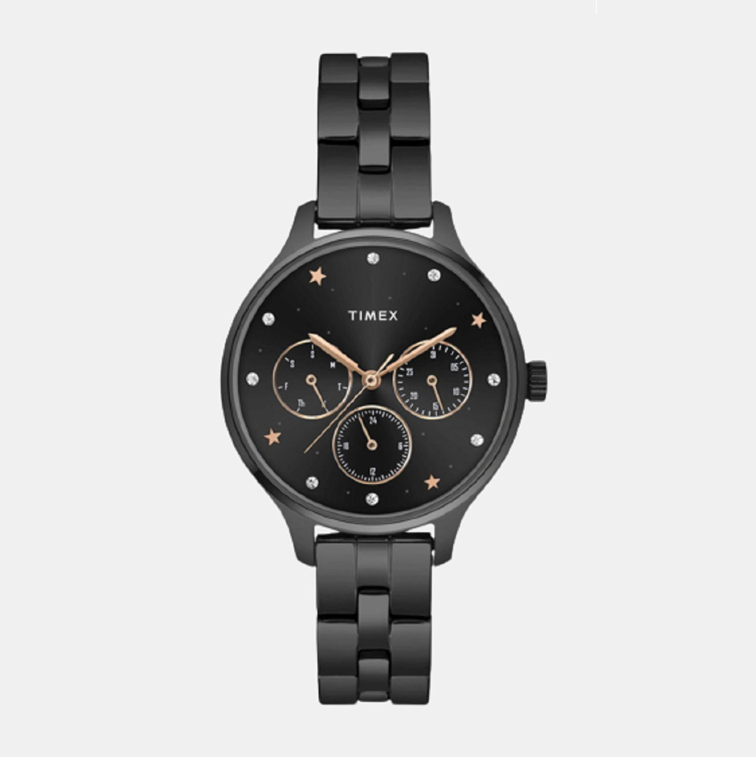 Timex Fashion Women Quartz Black Dial Chronograph Stainless Steel Watch TWEL14816
