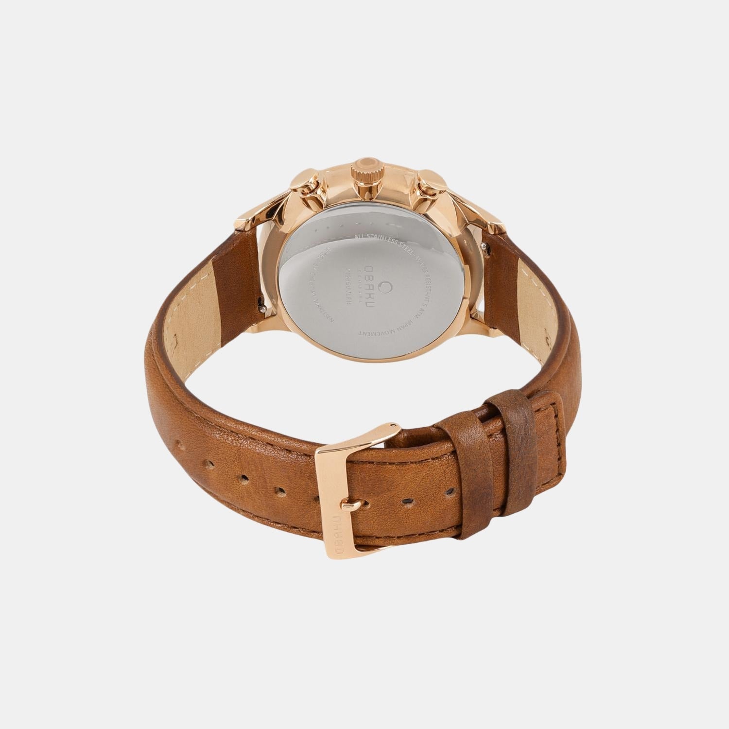 Obaku Gran-Amber Men Quartz Blue Dial Chronograph Leather Watch V196GUVLRN - view 2