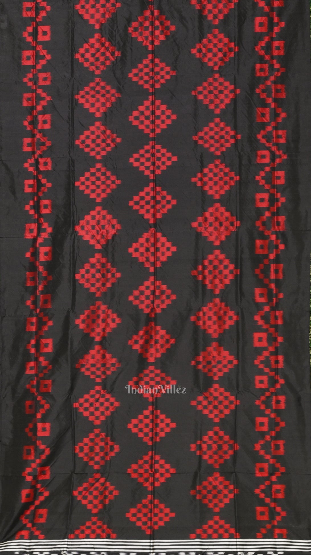 IndianVillèz Black Red Pasapali Odisha Ikat Contemporary Designer Saree - view 4