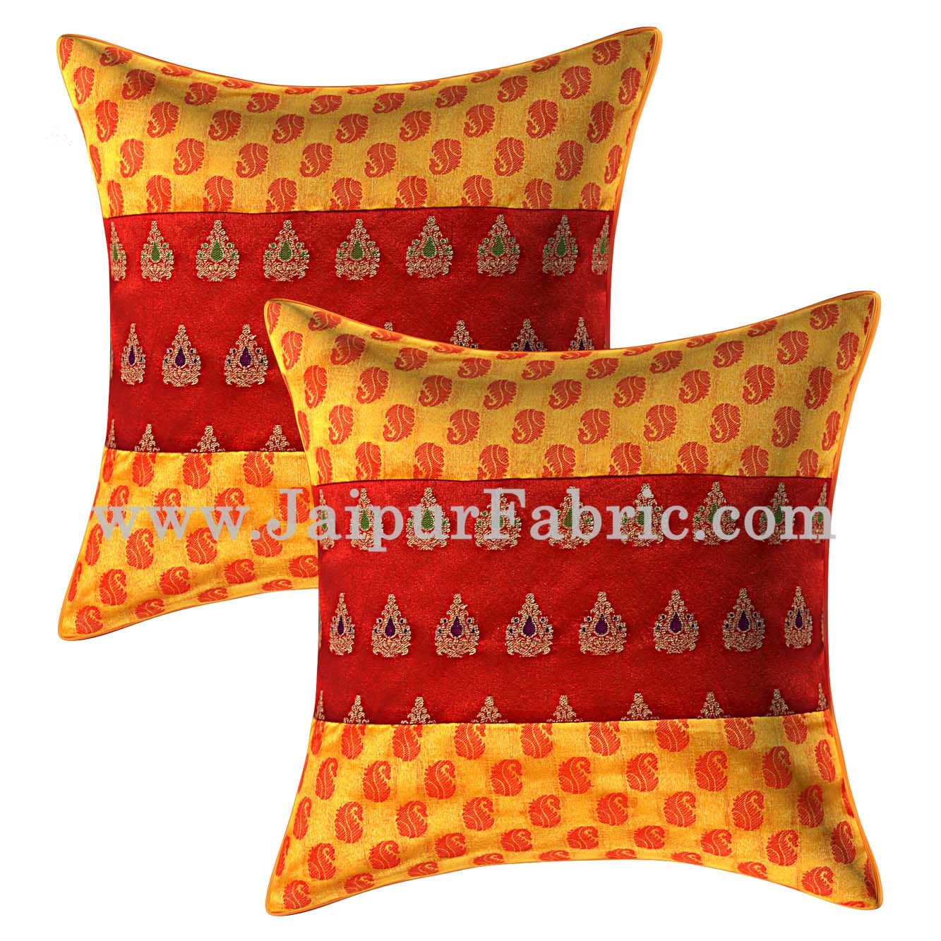 JaipurFabric® Yellow Color Paisley Print Cushion Cover - view 2