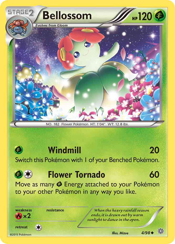 Uncommon xy7-4 non-holo – Pokémon Bellossom - 4/98 - Uncommon [xy7-4] [Non-Holo]