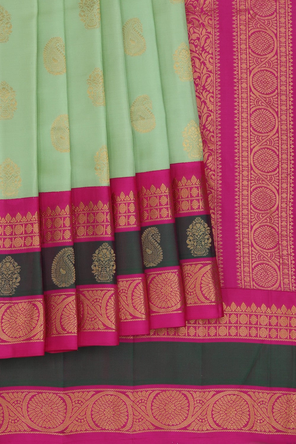 Kalanjali Gadwal Silk Mint Green Saree – Women's