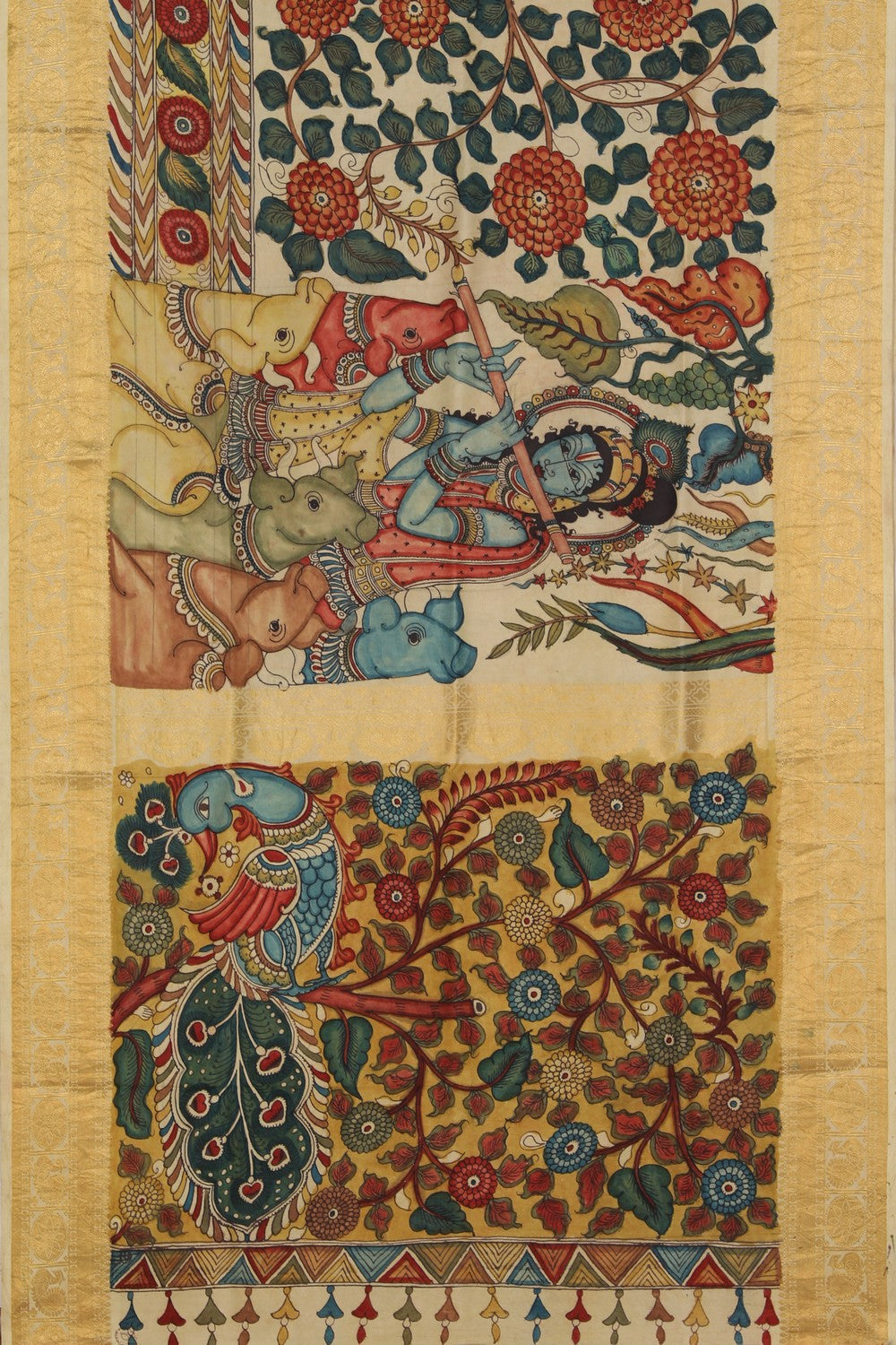 Kalanjali Kalamkari Hand-Painted Silk Saree – Women's - view 3