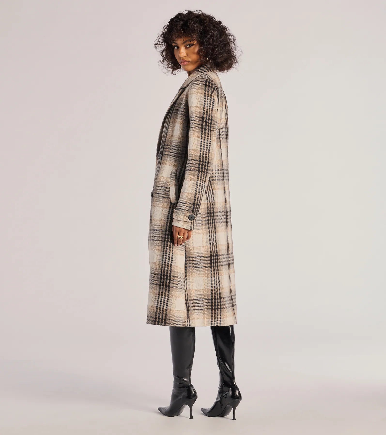 Windsor Classic Charm Plaid Trench Coat – GRAY - view 2