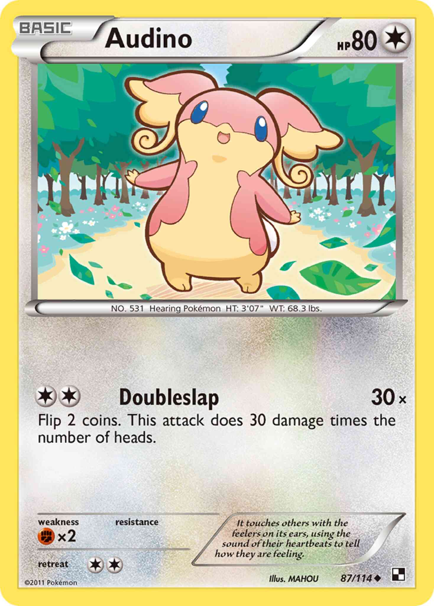 Uncommon bw1-87 reverse – Pokémon Audino - 87/114 - Uncommon [bw1-87] [Reverse Holo]