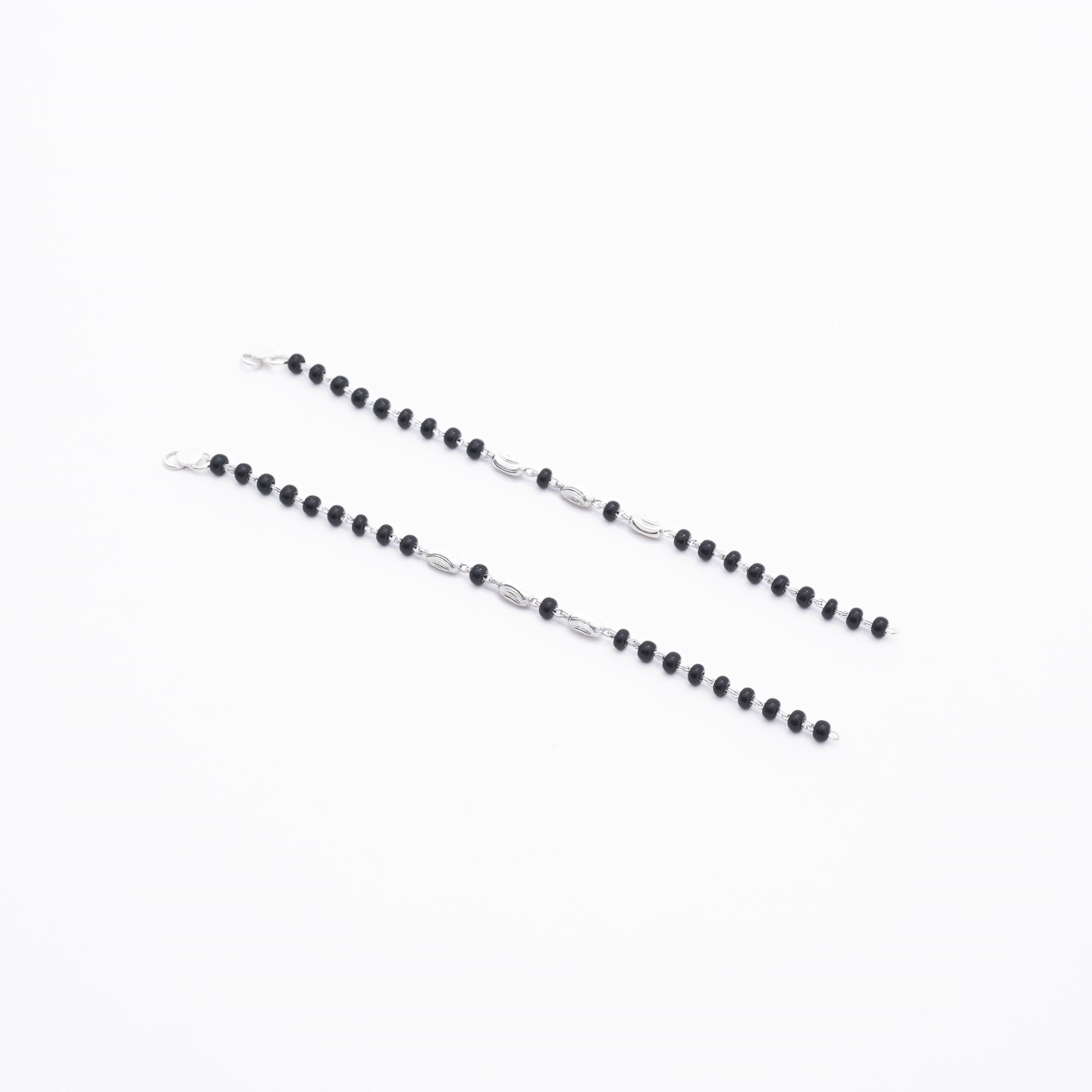 Prinjal Jewellers Black Beads with Silver Interlocking Nazariya for Kids - view 3